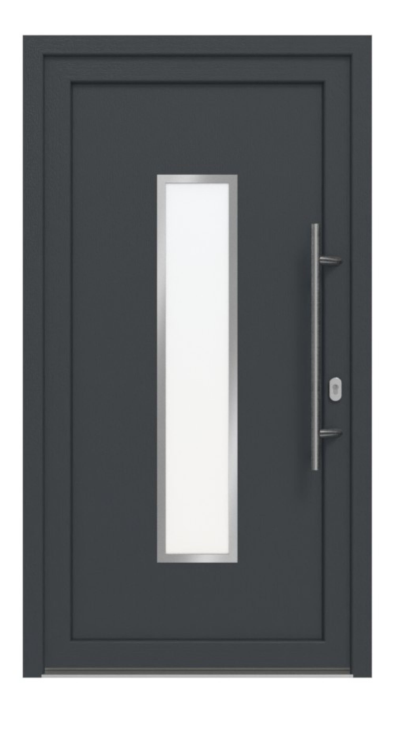 Haustür Kunststoff Premium F016 RAL 7016-RAL 9016 Frontansicht außen