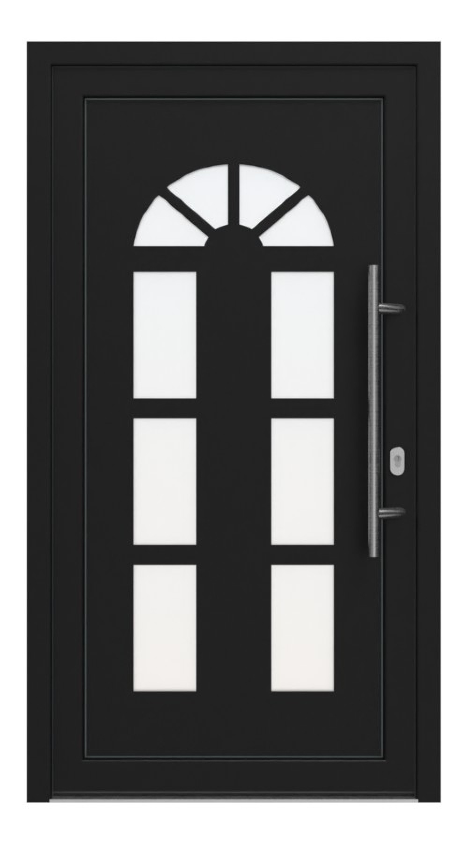 Haustür Kunststoff Premium F026 RAL 9005-RAL 9005 Frontansicht außen