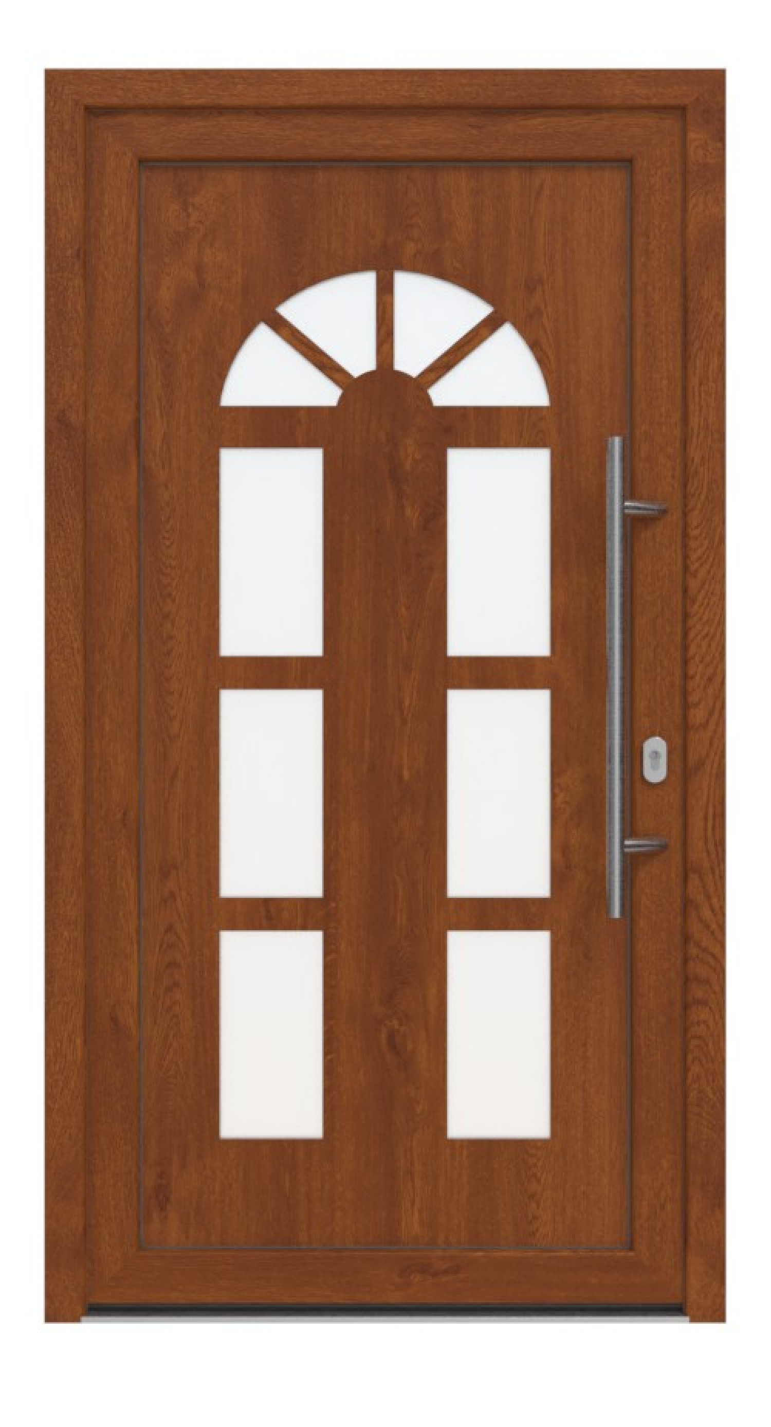 Haustür Kunststoff Premium F026 Golden Oak-Golden Oak Frontansicht außen