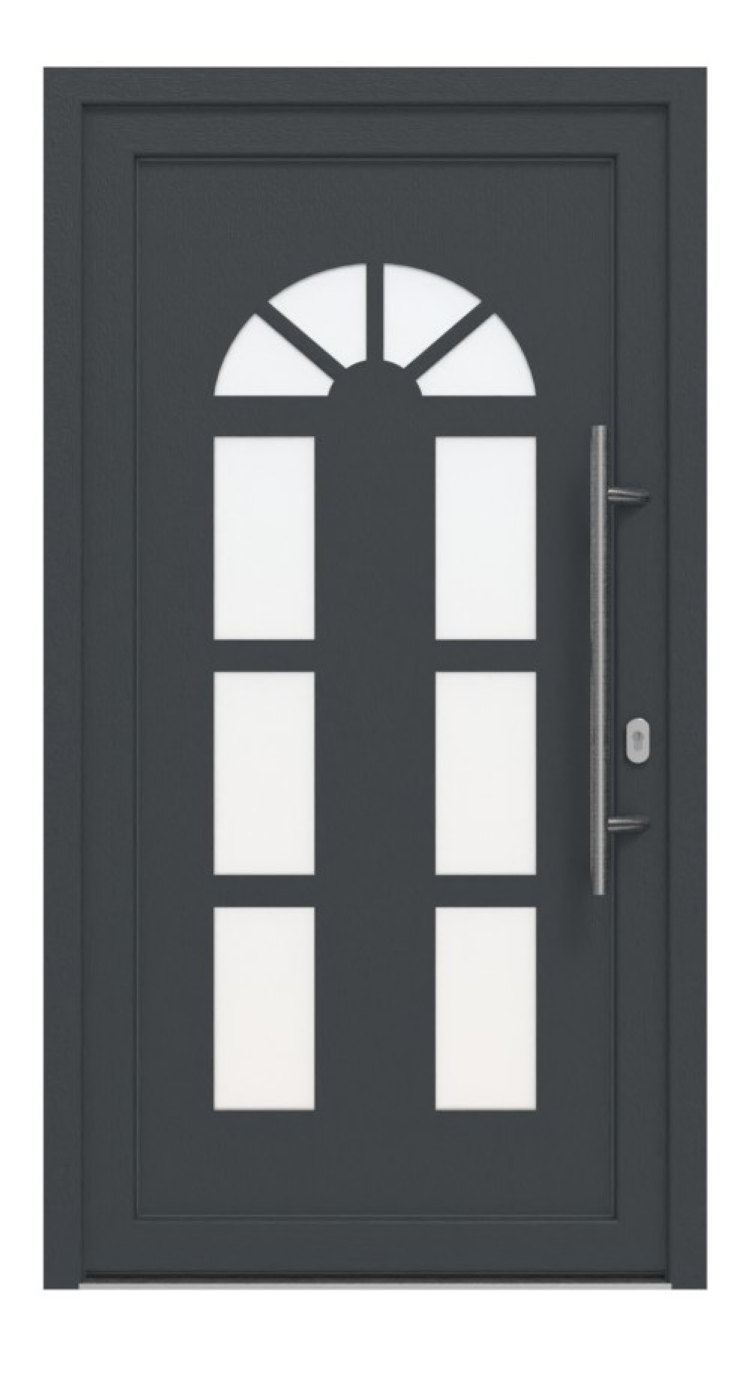 Haustür Kunststoff Premium F026 RAL 7016-RAL 7016 Frontansicht außen