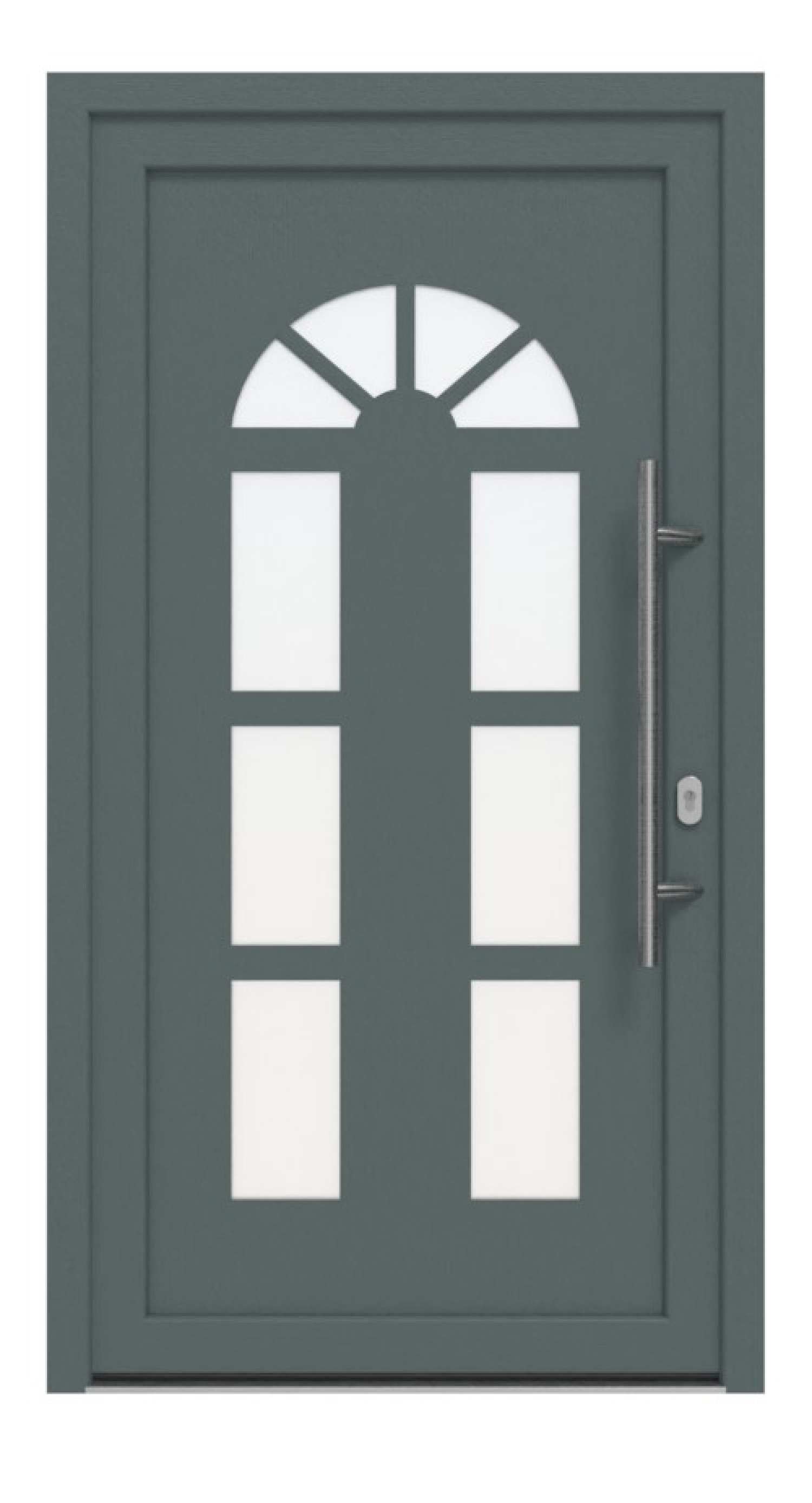 Haustür Kunststoff Premium F026 Quarz Grau-Quarz Grau Frontansicht außen