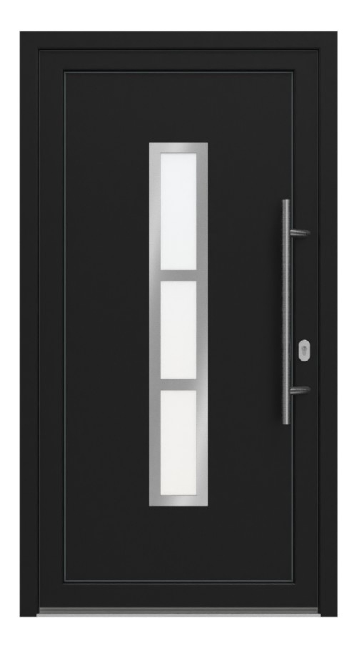 Haustür Kunststoff Premium F027 RAL 9005-RAL 9016 Frontansicht außen