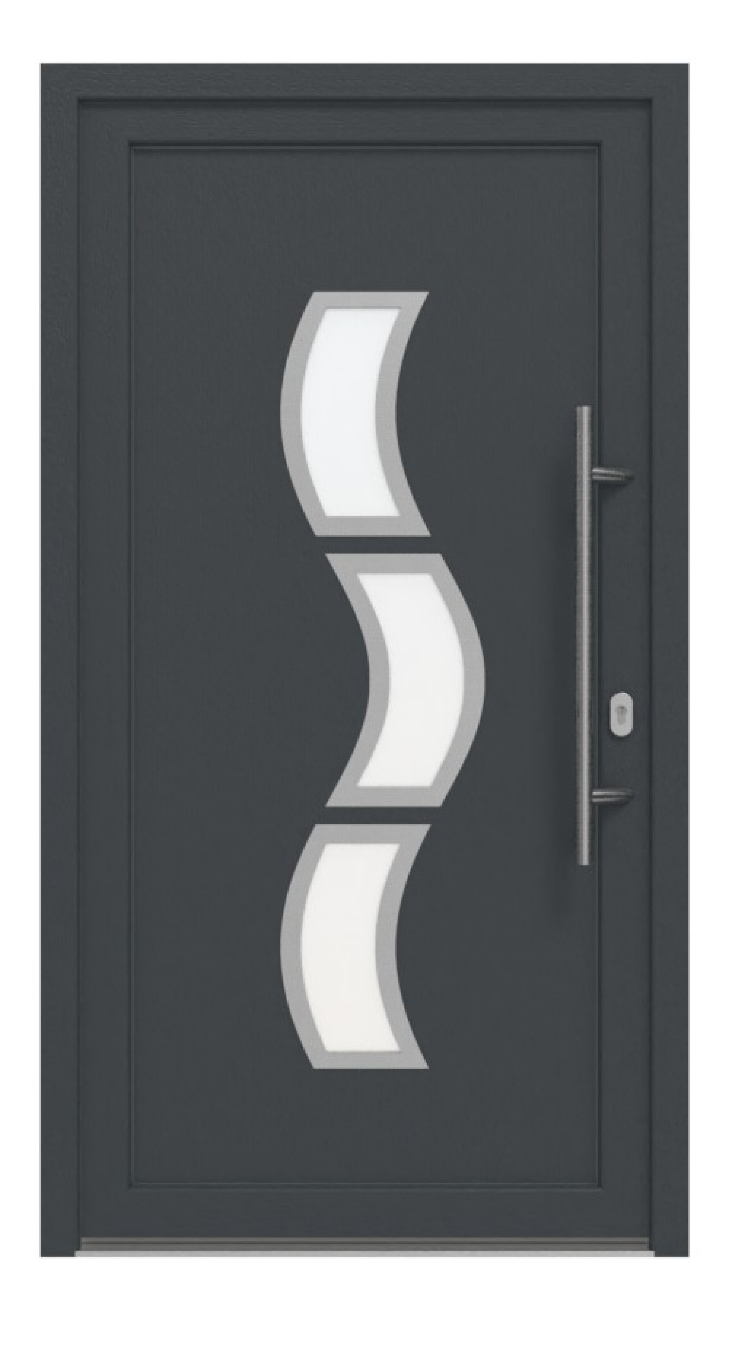 Haustür Kunststoff Premium F039 RAL 7016-RAL 9016 Frontansicht außen