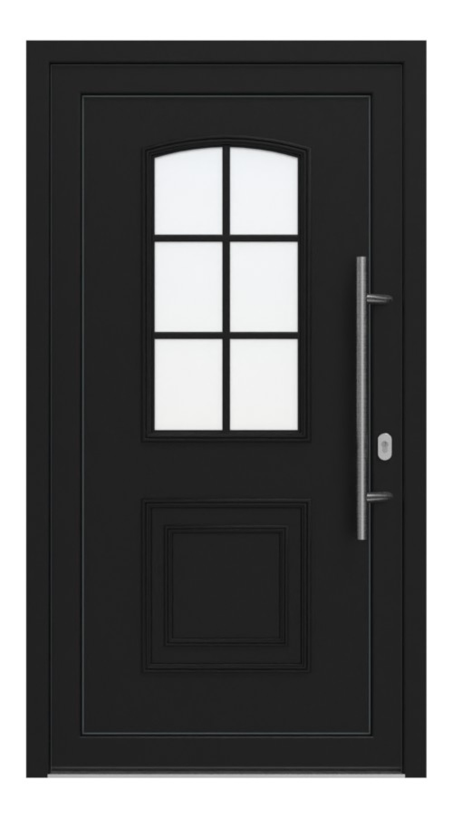 Haustür Kunststoff Premium T002 RAL 9005-RAL 9005 Frontansicht außen