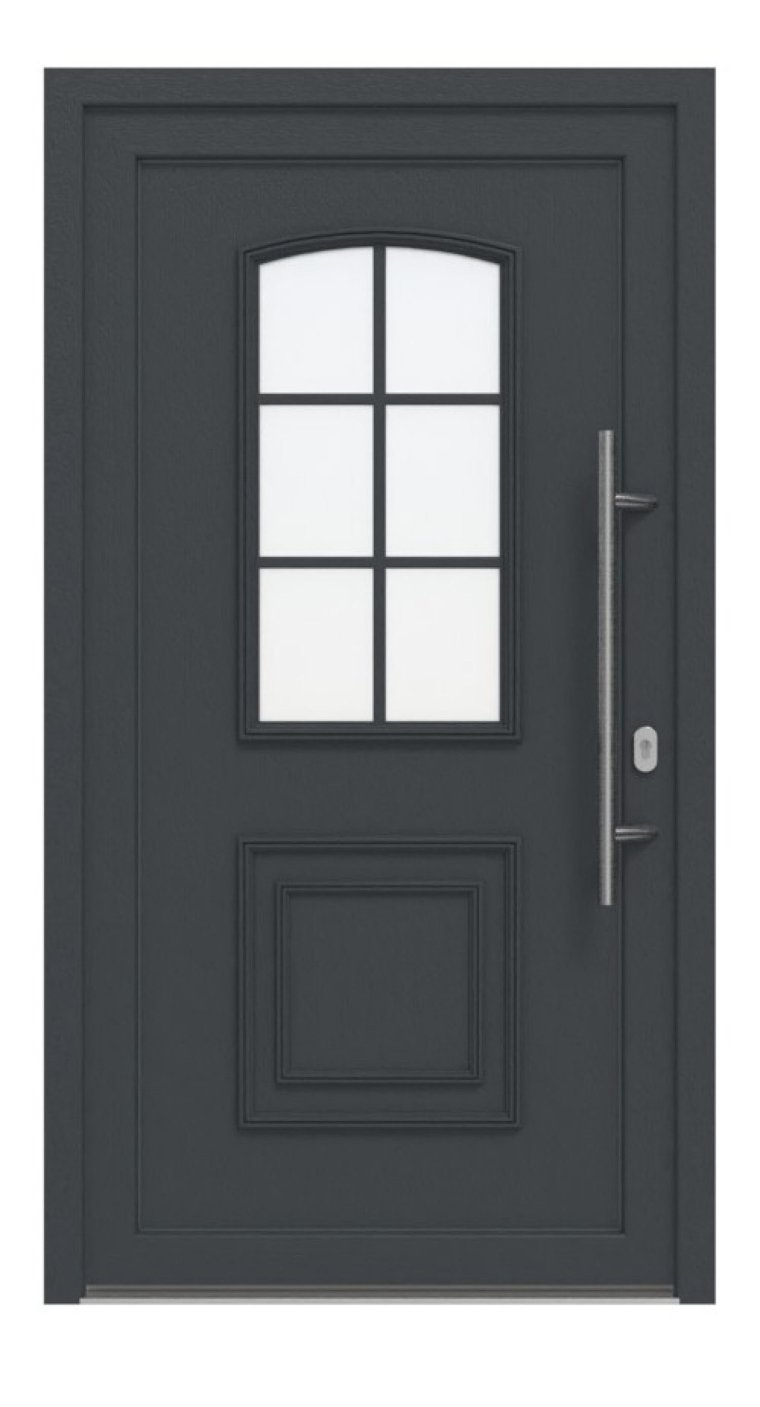 Haustür Kunststoff Premium T002 RAL 7016-RAL 9016 Frontansicht außen