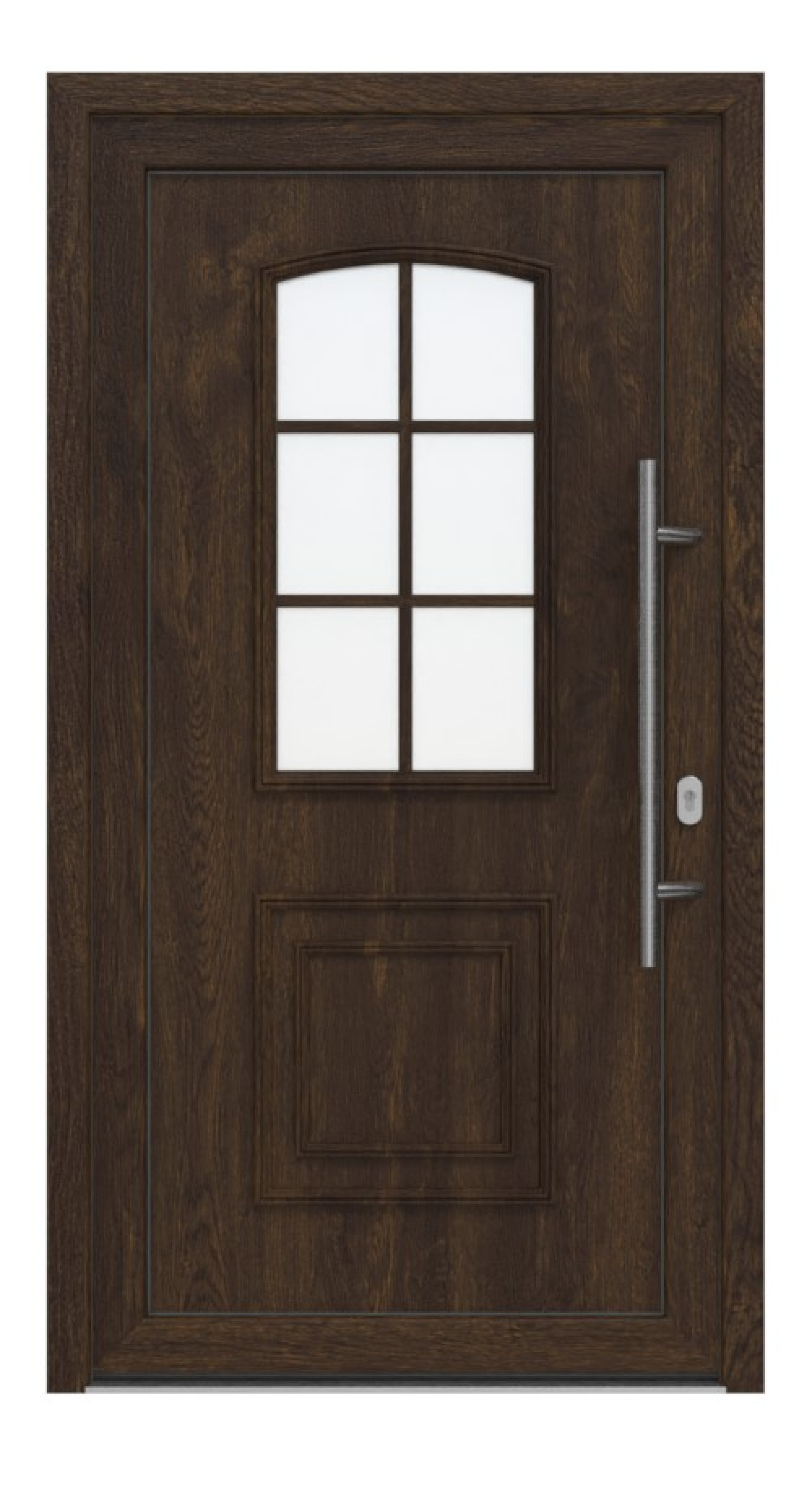Haustür Kunststoff Premium T002 Brown Oak-Brown Oak Frontansicht außen