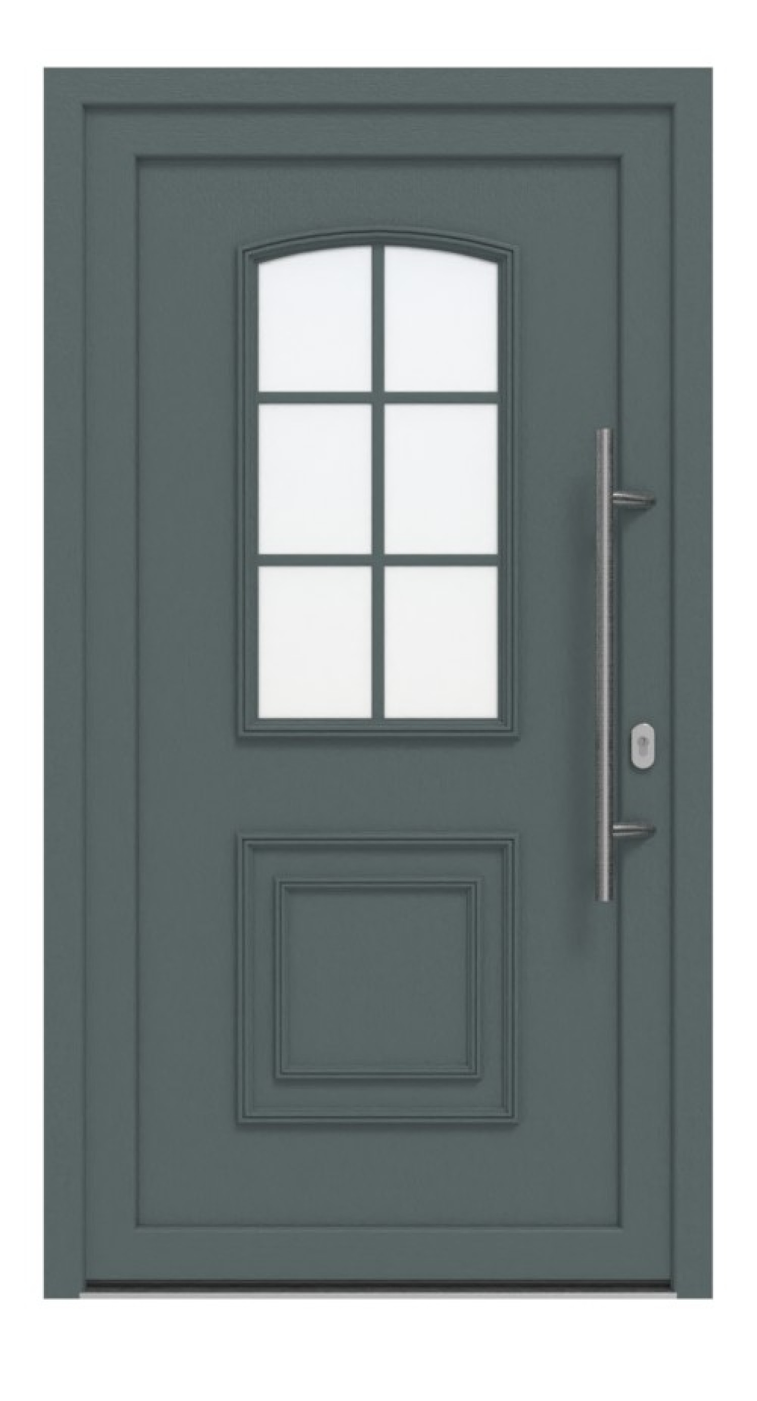 Haustür Kunststoff Premium T002 Quarz Grau-Quarz Grau Frontansicht außen