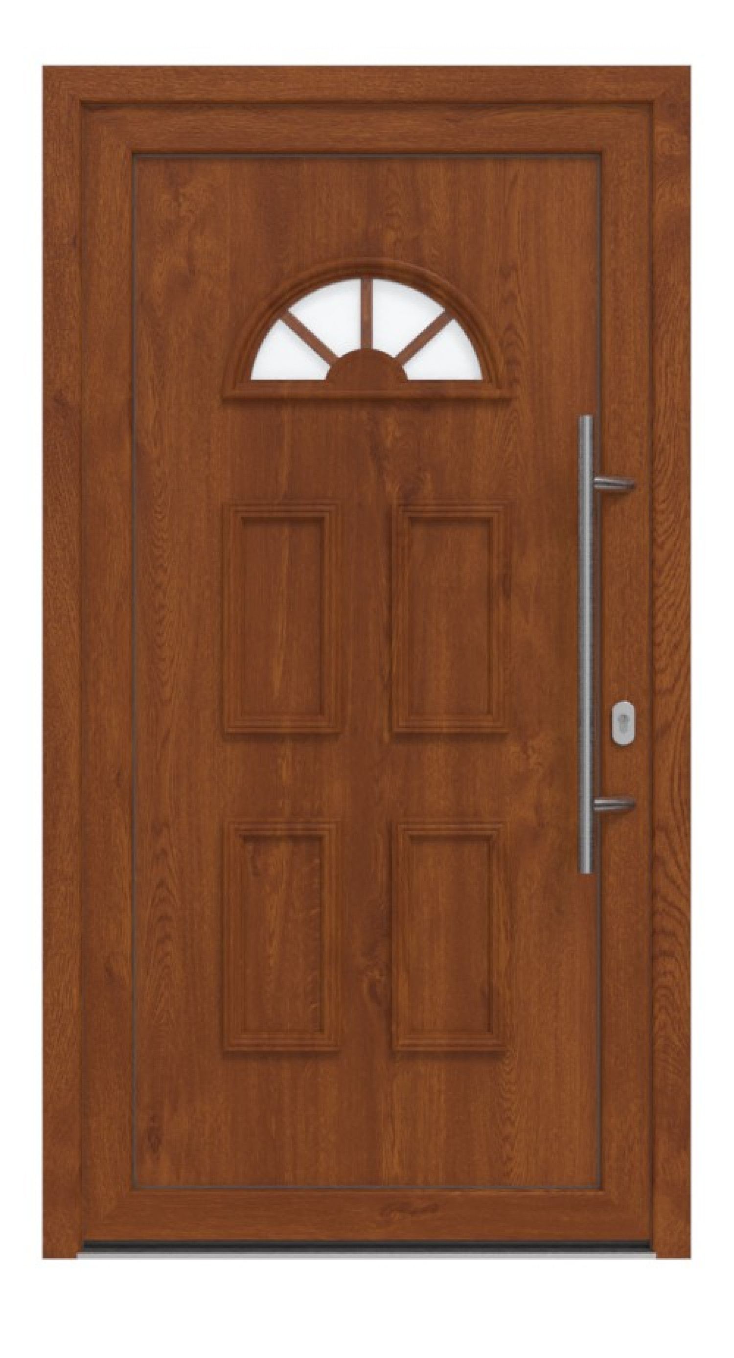 Haustür Kunststoff Premium T004 Golden Oak-Golden Oak Frontansicht außen