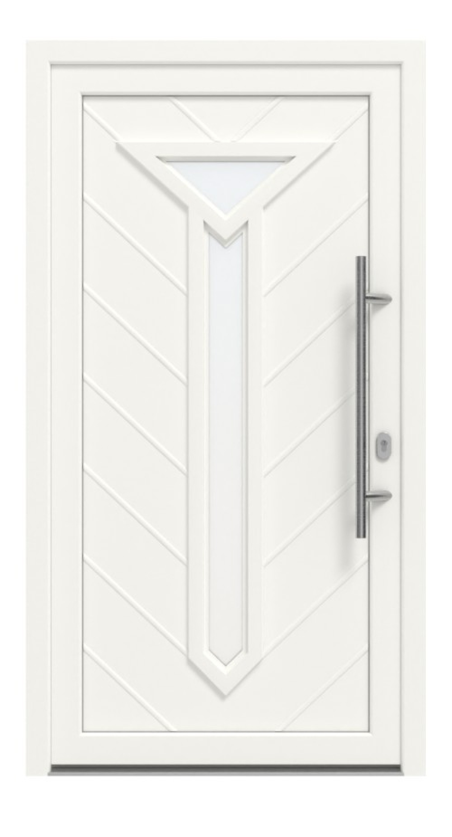 Haustür Kunststoff Premium T005 RAL 9016-RAL 9016 Frontansicht außen