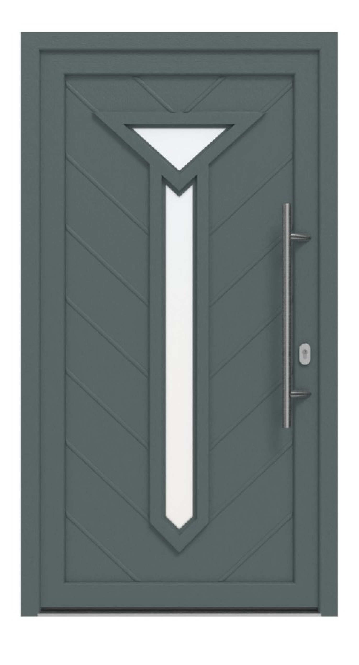 Haustür Kunststoff Premium T005 Quarz Grau-Quarz Grau Frontansicht außen