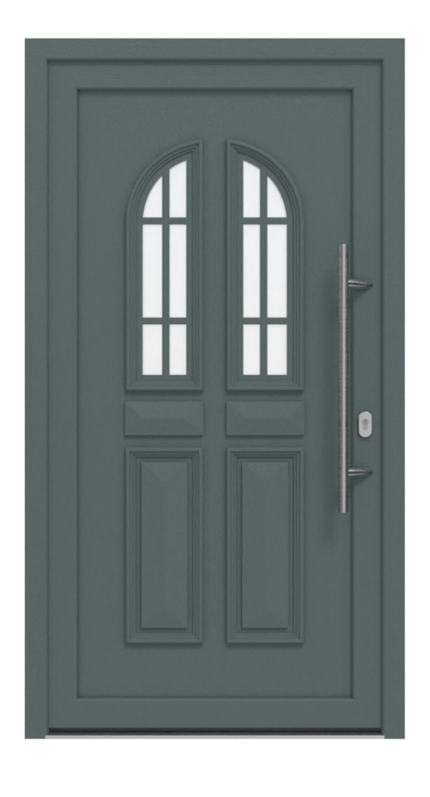Haustür Kunststoff Premium T009 Quarz Grau-Quarz Grau Frontansicht außen
