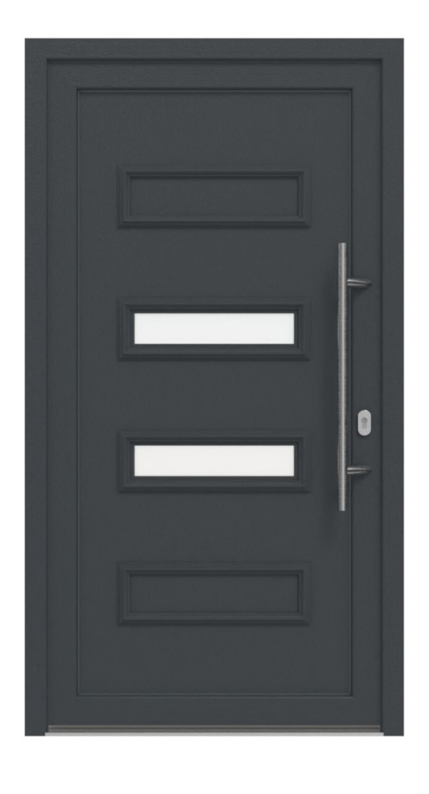 Haustür Kunststoff Premium T010 RAL 7016-RAL 9016 Frontansicht außen
