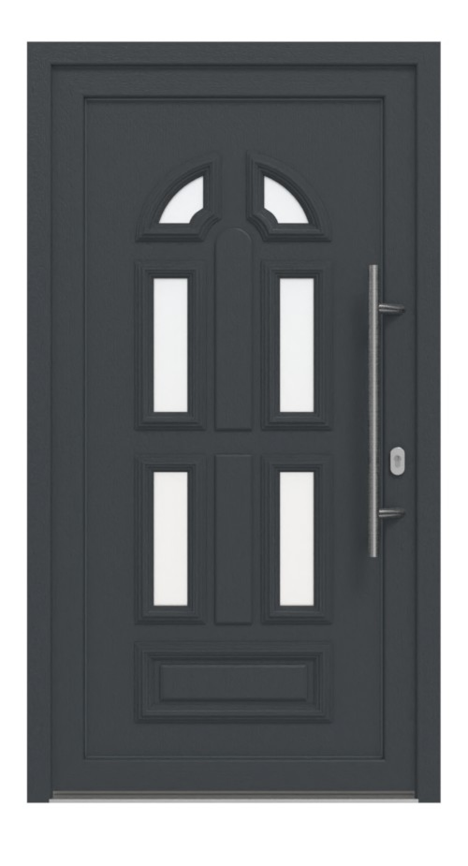 Haustür Kunststoff Premium T023 RAL 7016-RAL 9016 Frontansicht außen