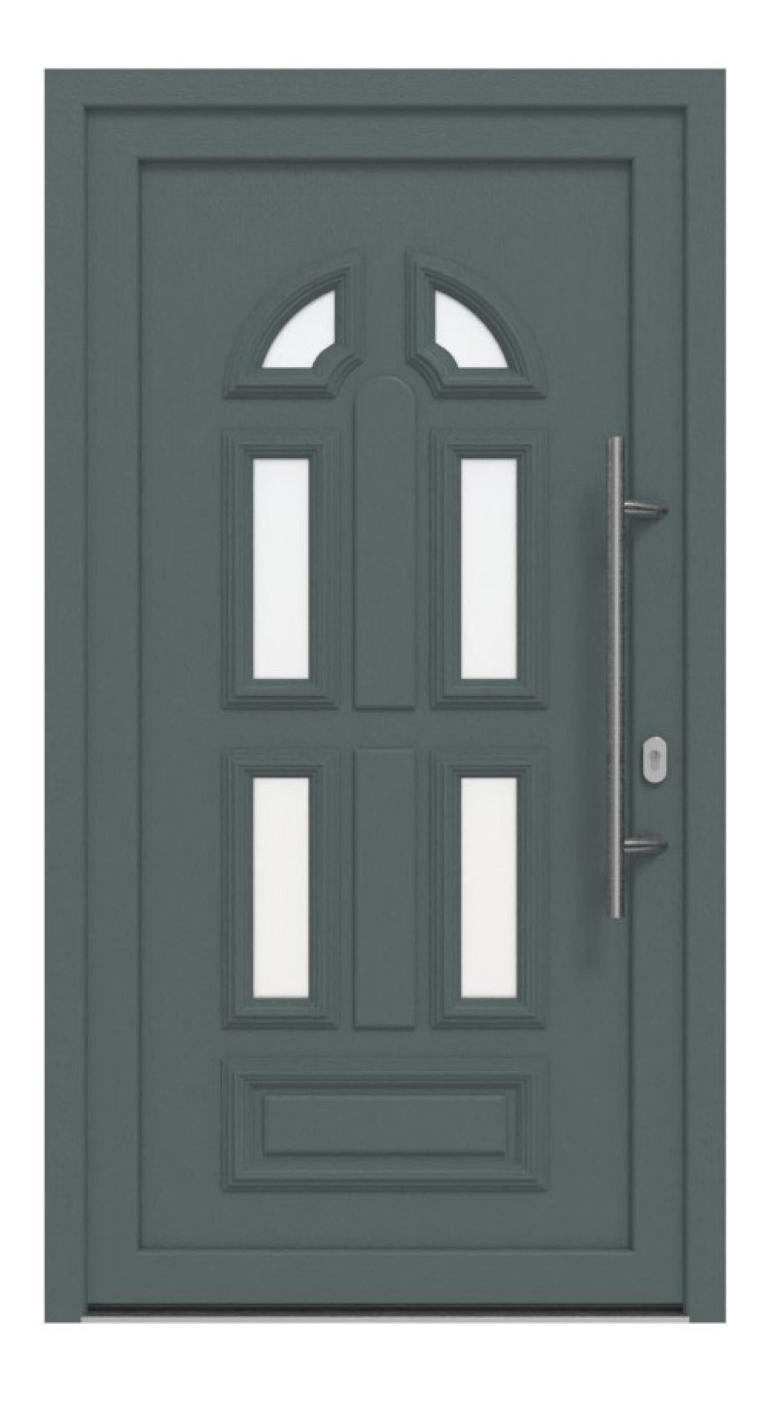 Haustür Kunststoff Premium T023 Quarz Grau-Quarz Grau Frontansicht außen