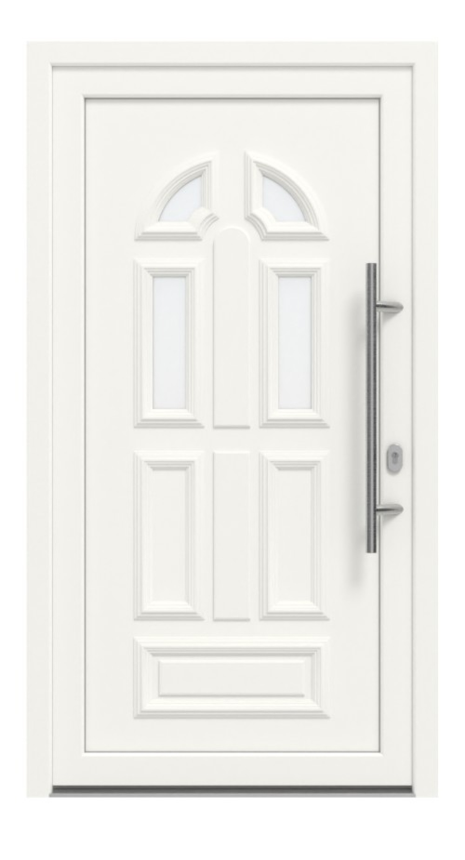 Haustür Kunststoff Premium T024 RAL 9016-RAL 9016 Frontansicht außen