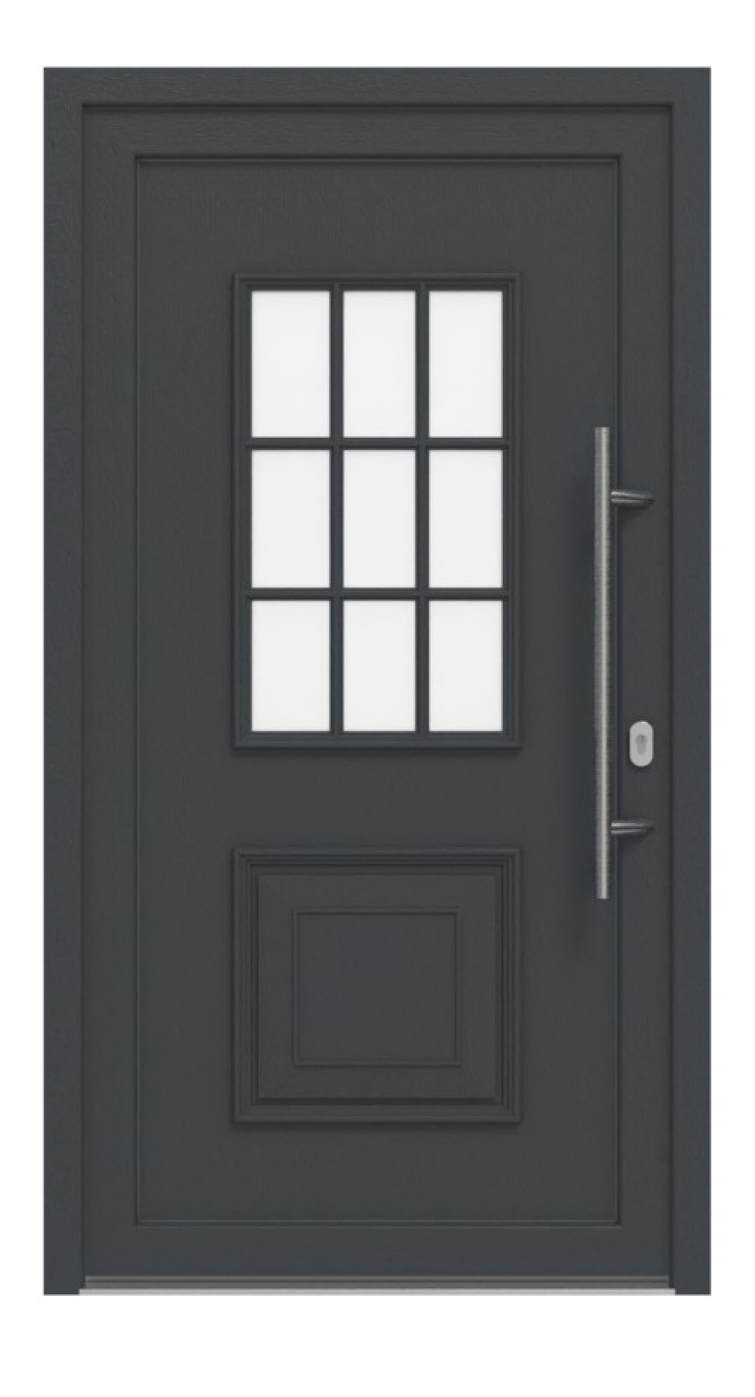 Haustür Kunststoff Premium T029 RAL 7016-RAL 9016 Frontansicht außen