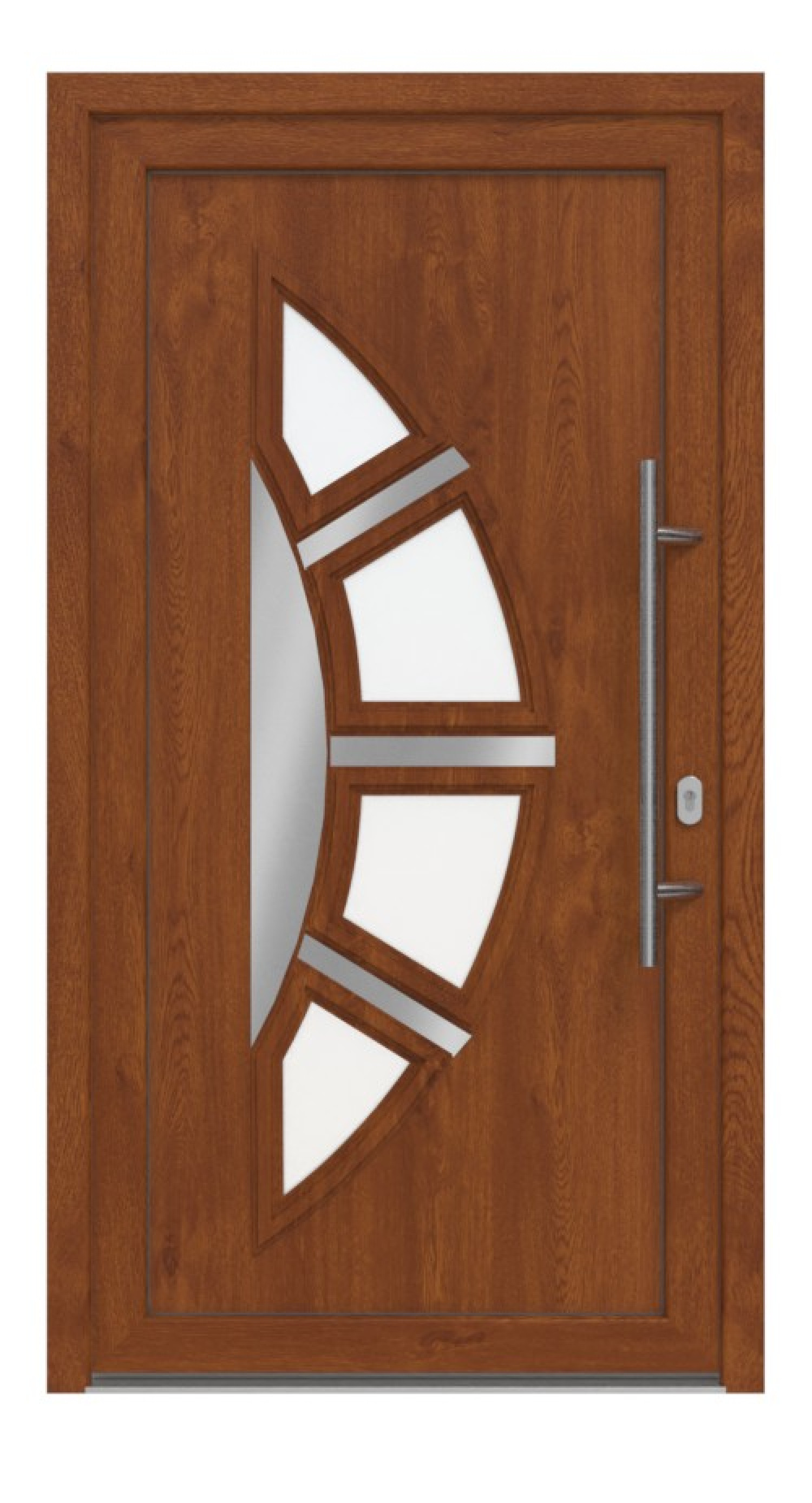 Haustür Kunststoff Premium T035 Golden Oak-RAL 9016 Frontansicht außen