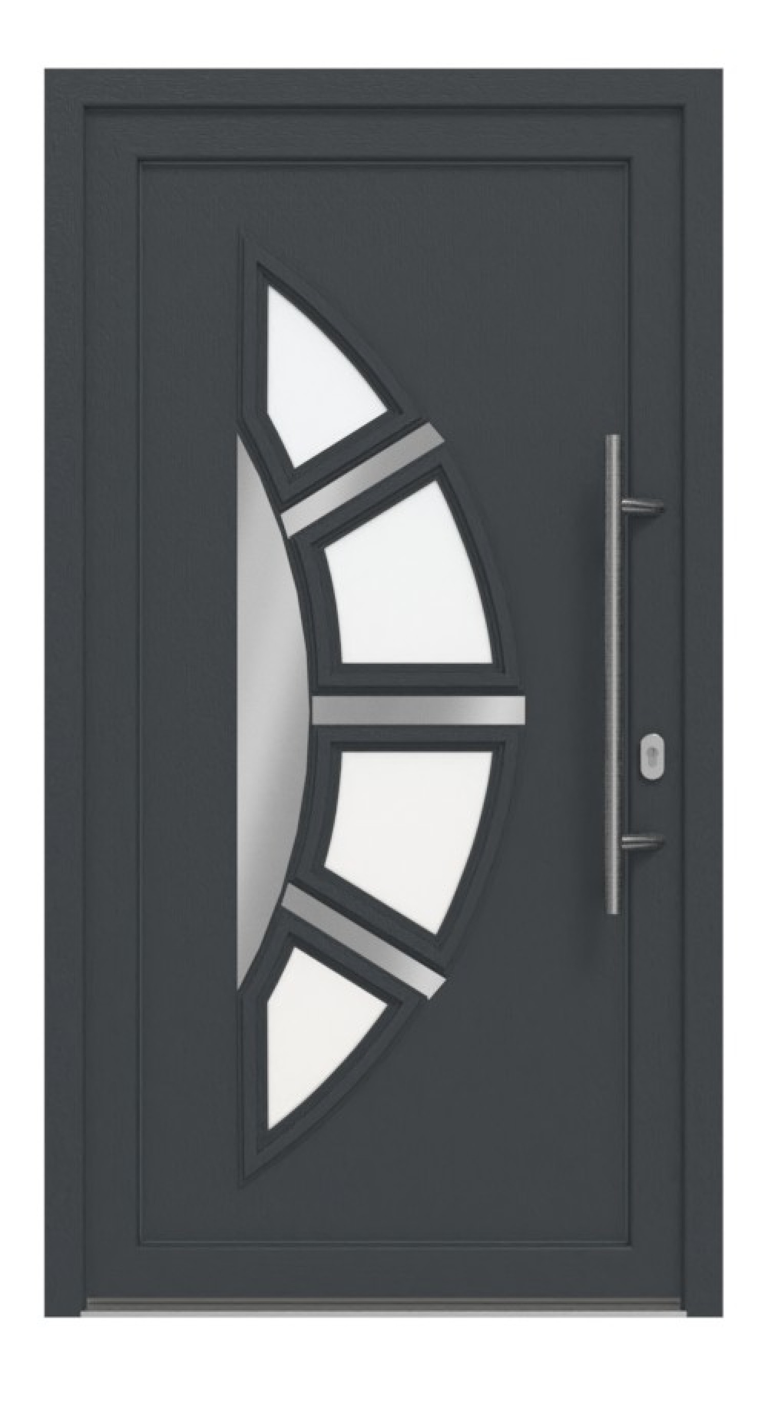 Haustür Kunststoff Premium T035 RAL 7016-RAL 9016 Frontansicht außen
