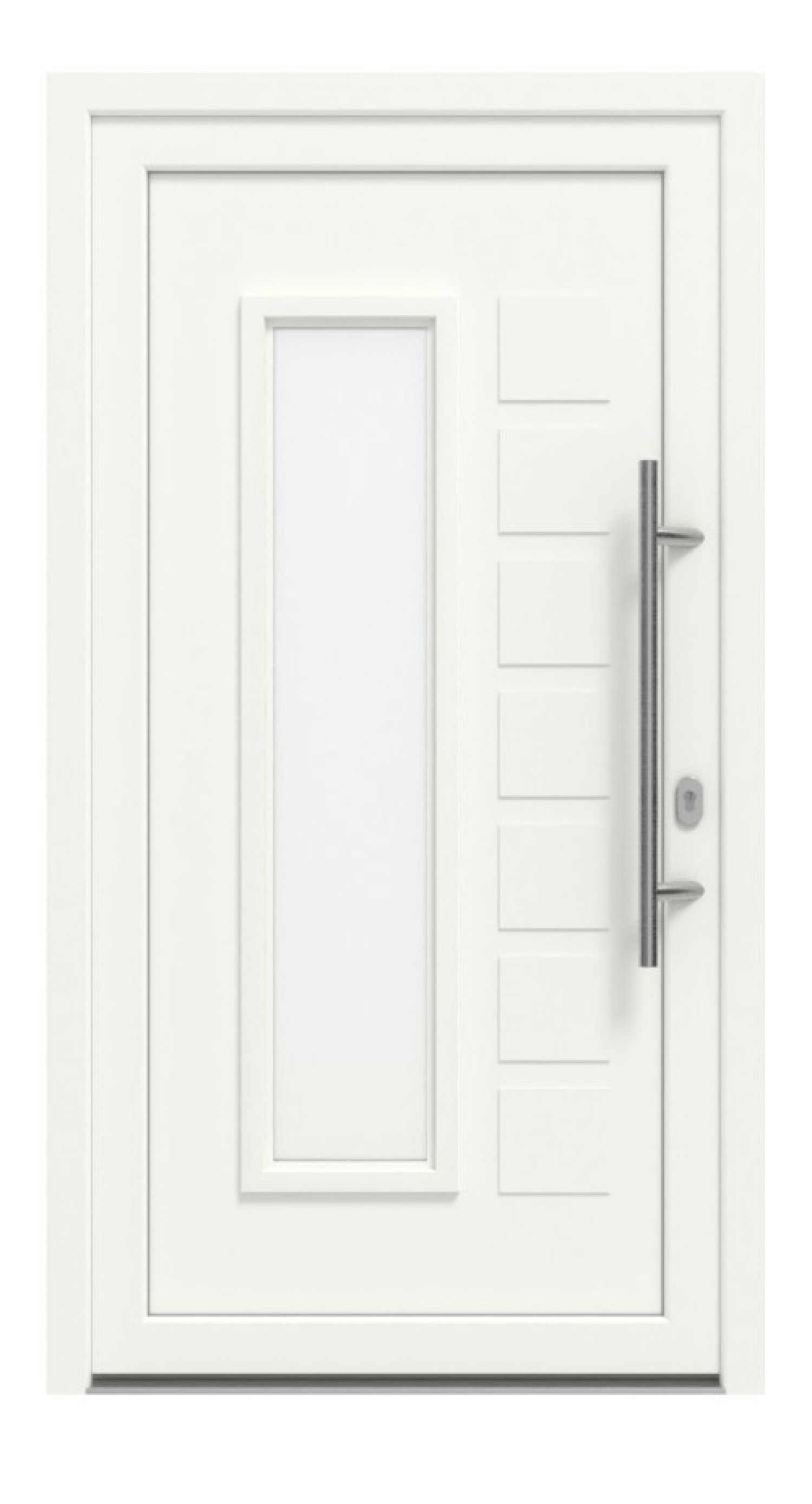 Haustür Kunststoff Premium T042 RAL 9016-RAL 9016 Frontansicht außen
