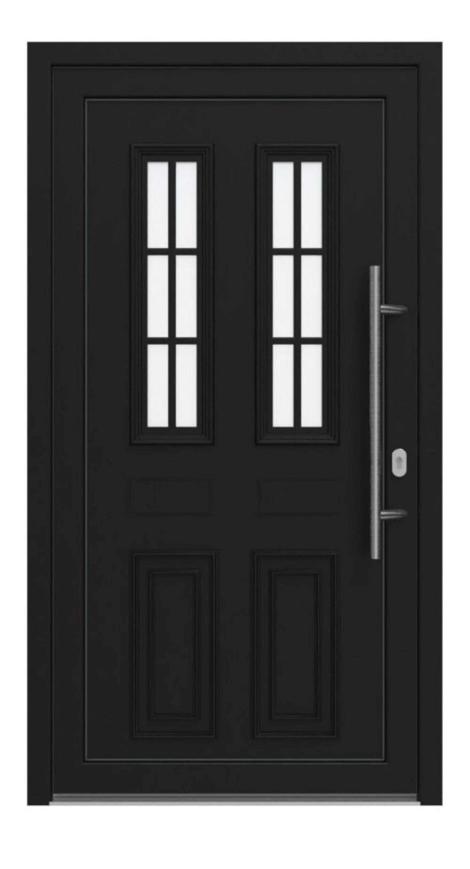 Haustür Kunststoff Premium T043 RAL 9005-RAL 9016 Frontansicht außen