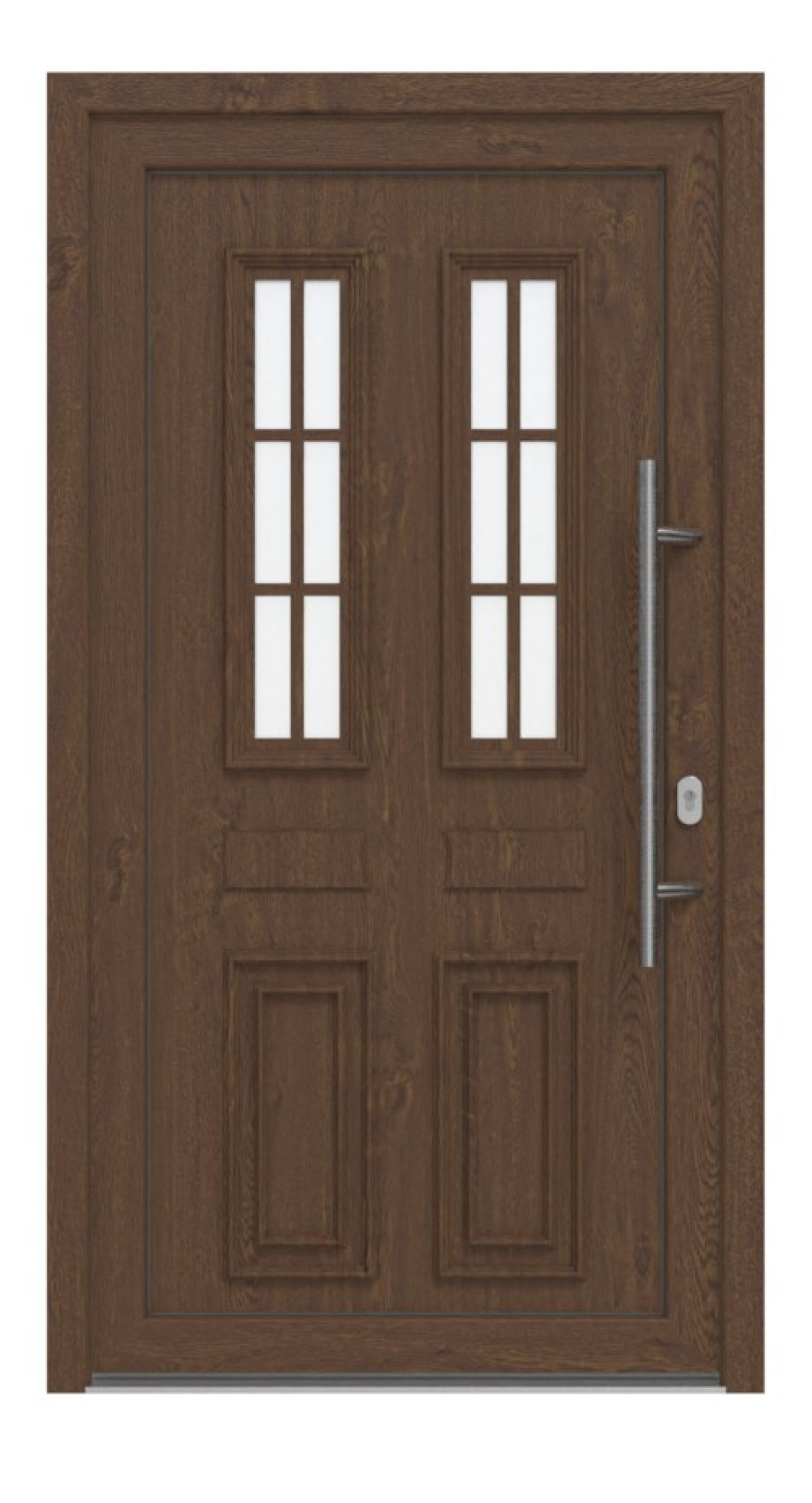 Haustür Kunststoff Premium T043 Sherwood-RAL 9016 Frontansicht außen