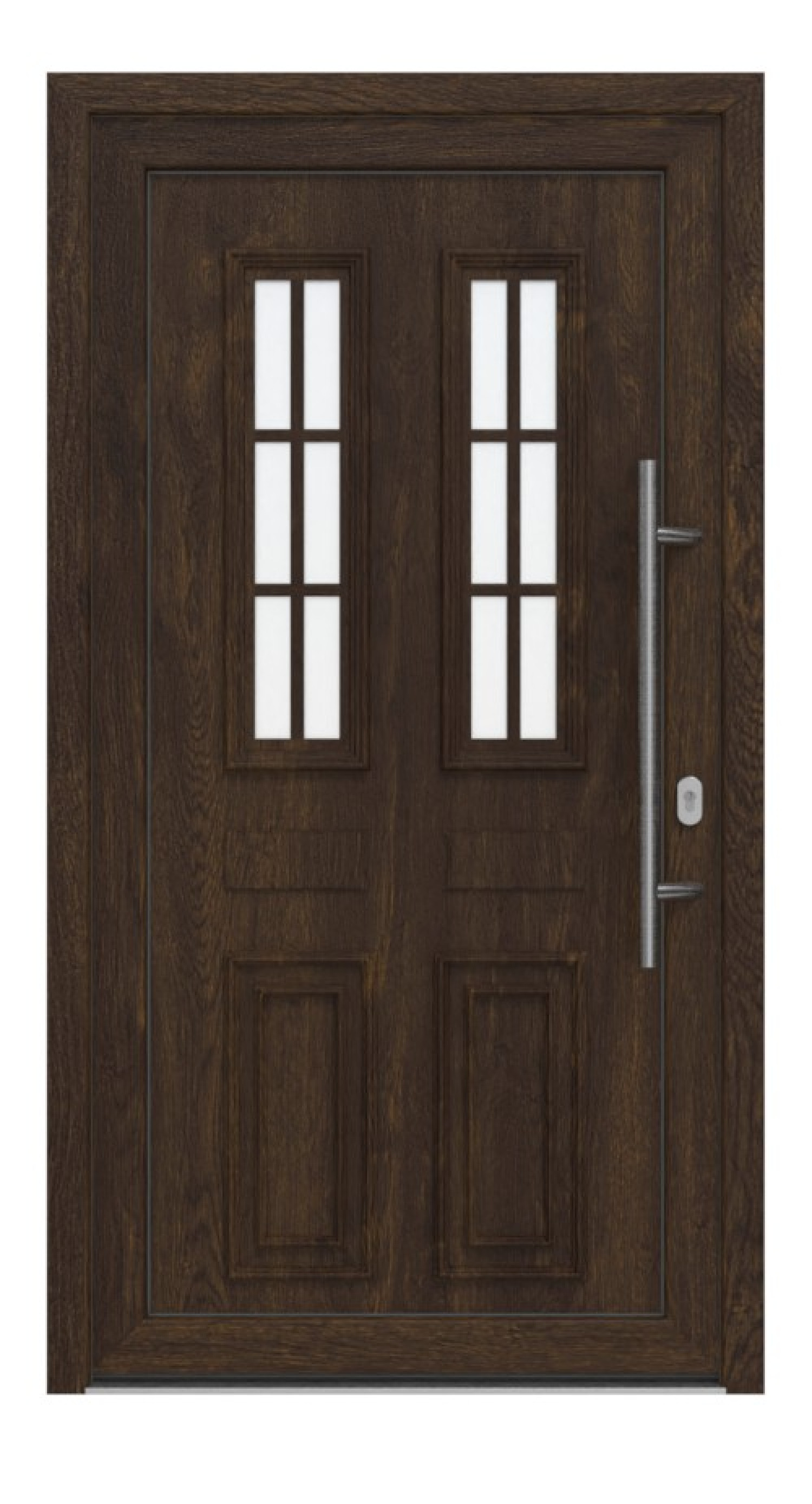 Haustür Kunststoff Premium T043 Brown Oak-Brown Oak Frontansicht außen