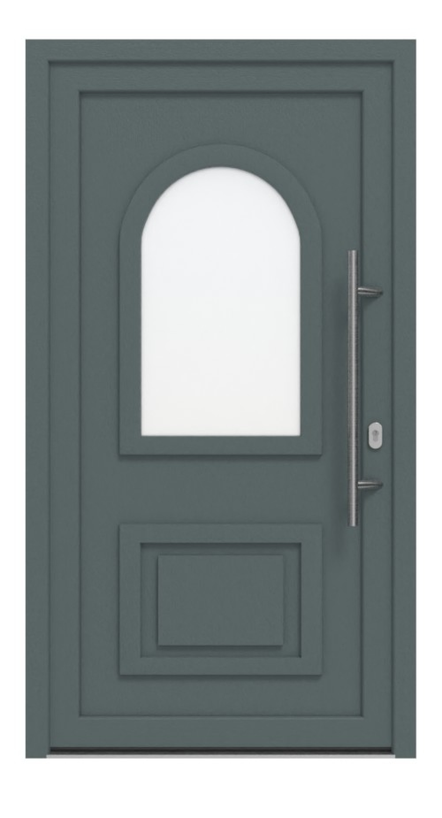 Haustür Kunststoff Premium T045 Quarz Grau-Quarz Grau Frontansicht außen
