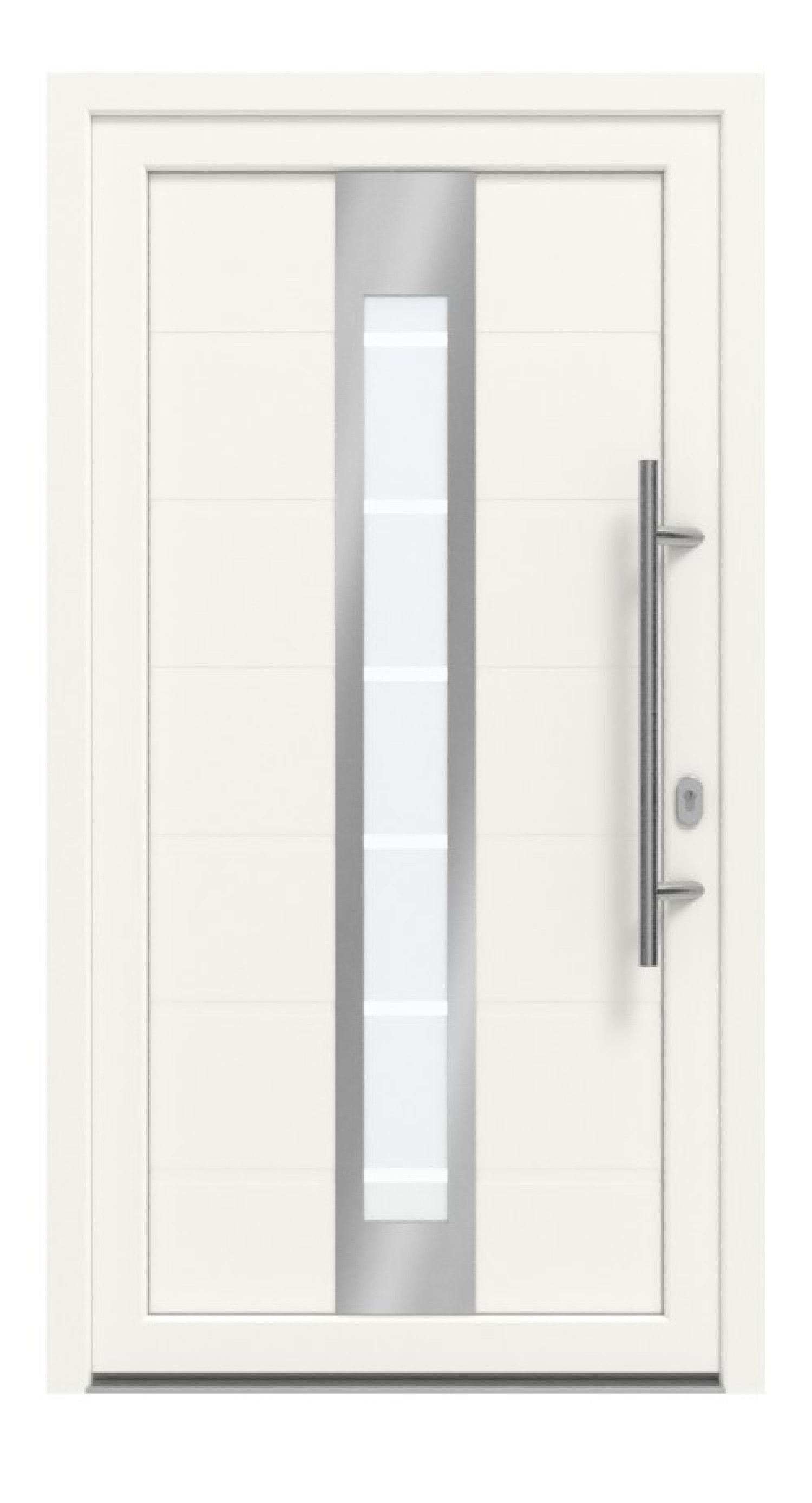 Haustür Kunststoff Premium T048 RAL 9016-RAL 9016 Frontansicht außen