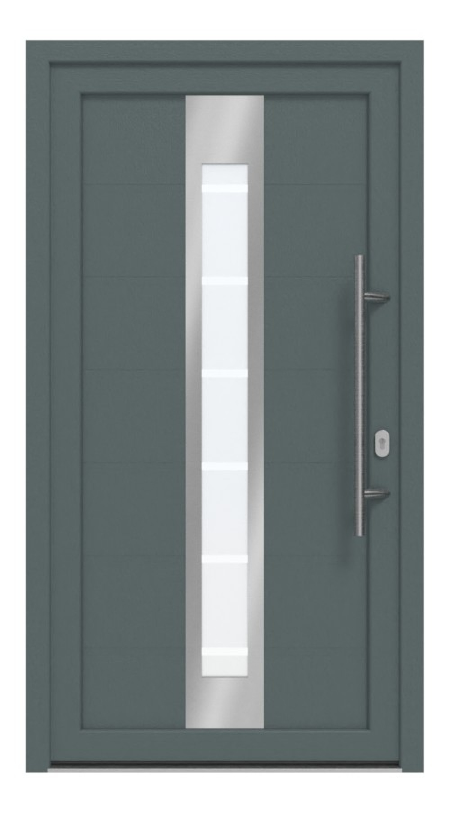 Haustür Kunststoff Premium T048 Quarz Grau-Quarz Grau Frontansicht außen