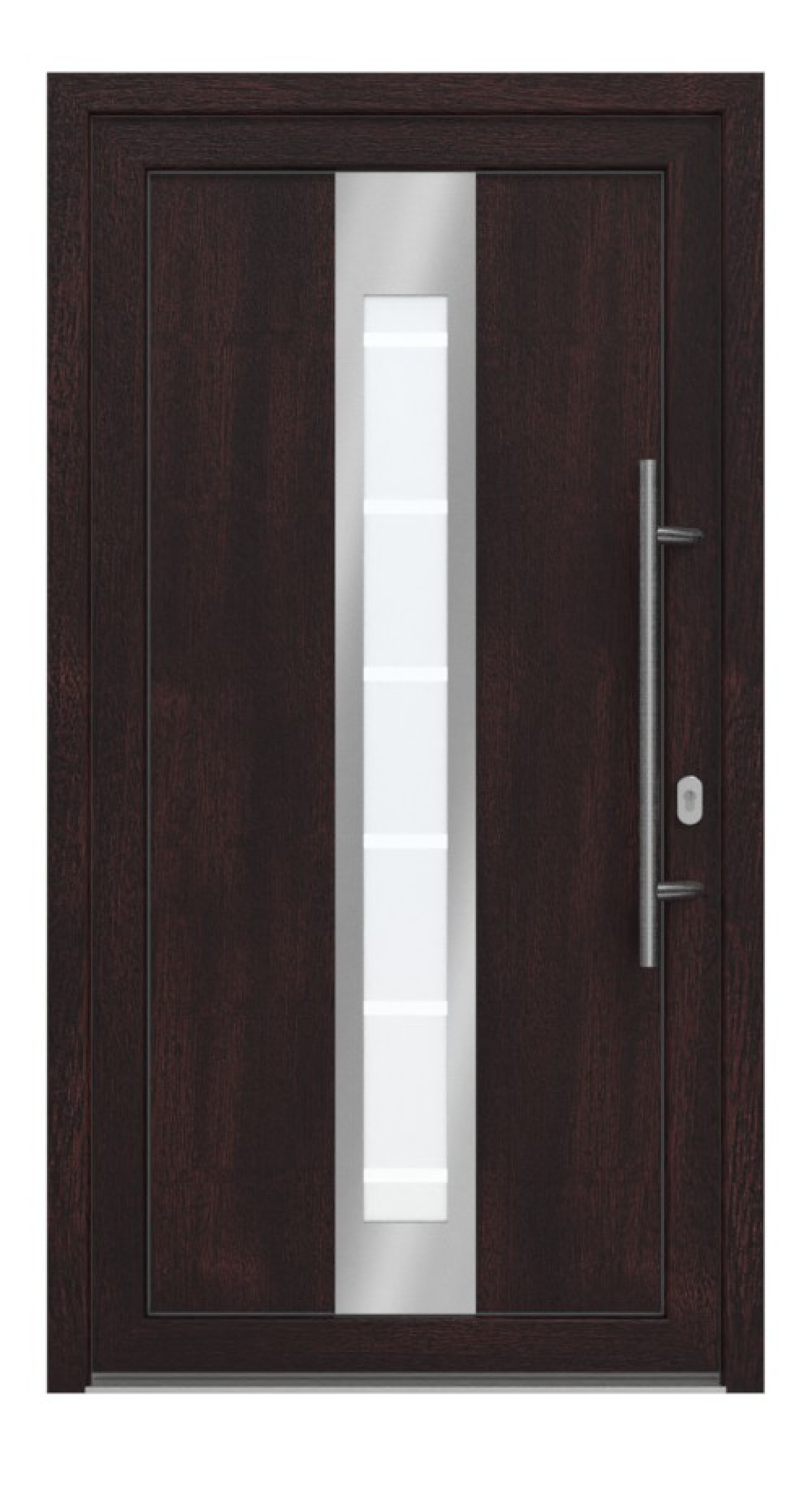 Haustür Kunststoff Premium T048 Mahagoni-RAL 9016 Frontansicht außen