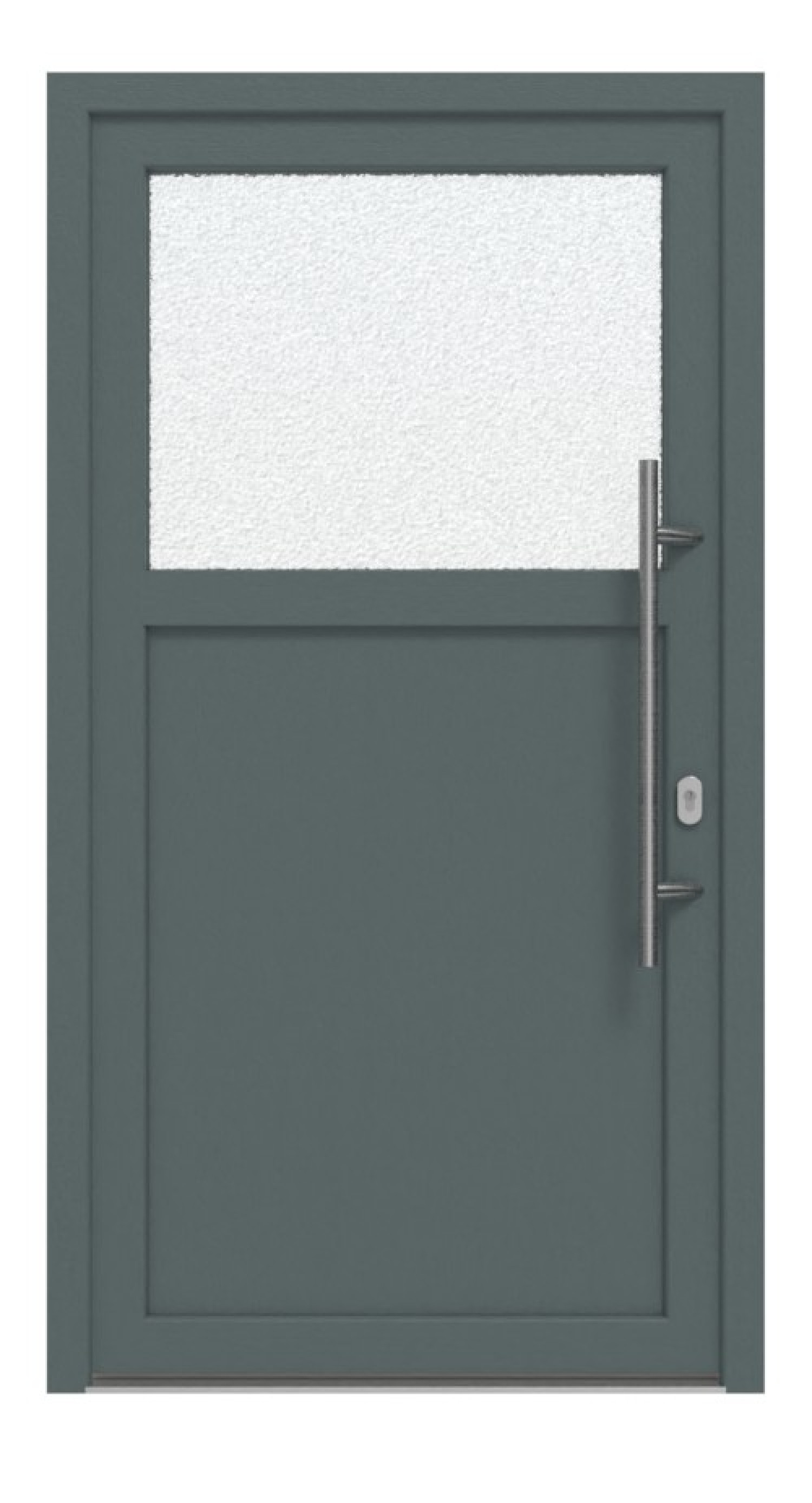Haustür Kunststoff Premium F002 Quarz Grau-RAL 9016 Frontansicht außen