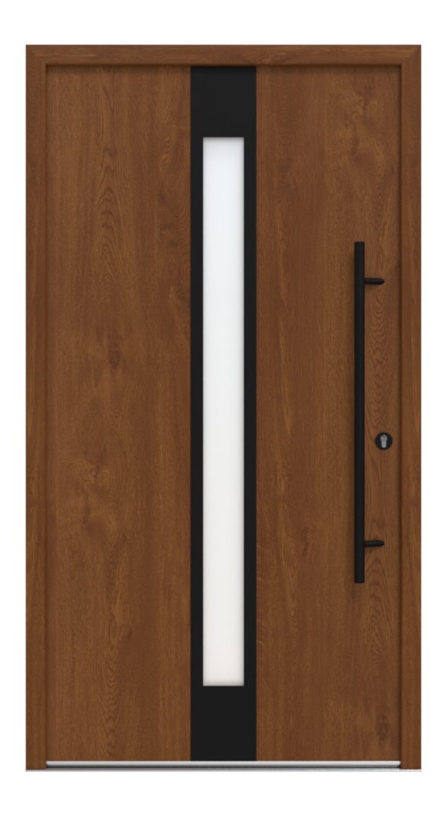 Interio Energiespar-Haustür Stahl-Alu Black Design Motiv B01 Golden Oak-Golden Oak Frontansicht außen