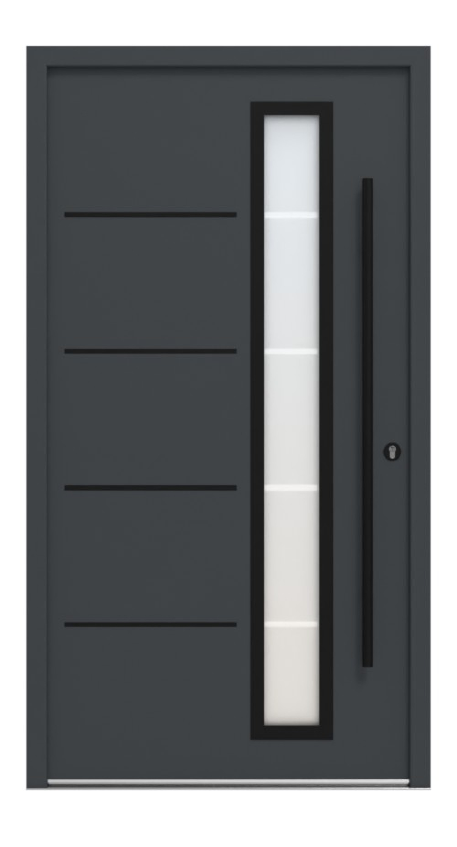 Interio Energiespar-Haustür Stahl-Alu Black Design Motiv B06 RAL 7016-RAL 7016 Frontansicht außen