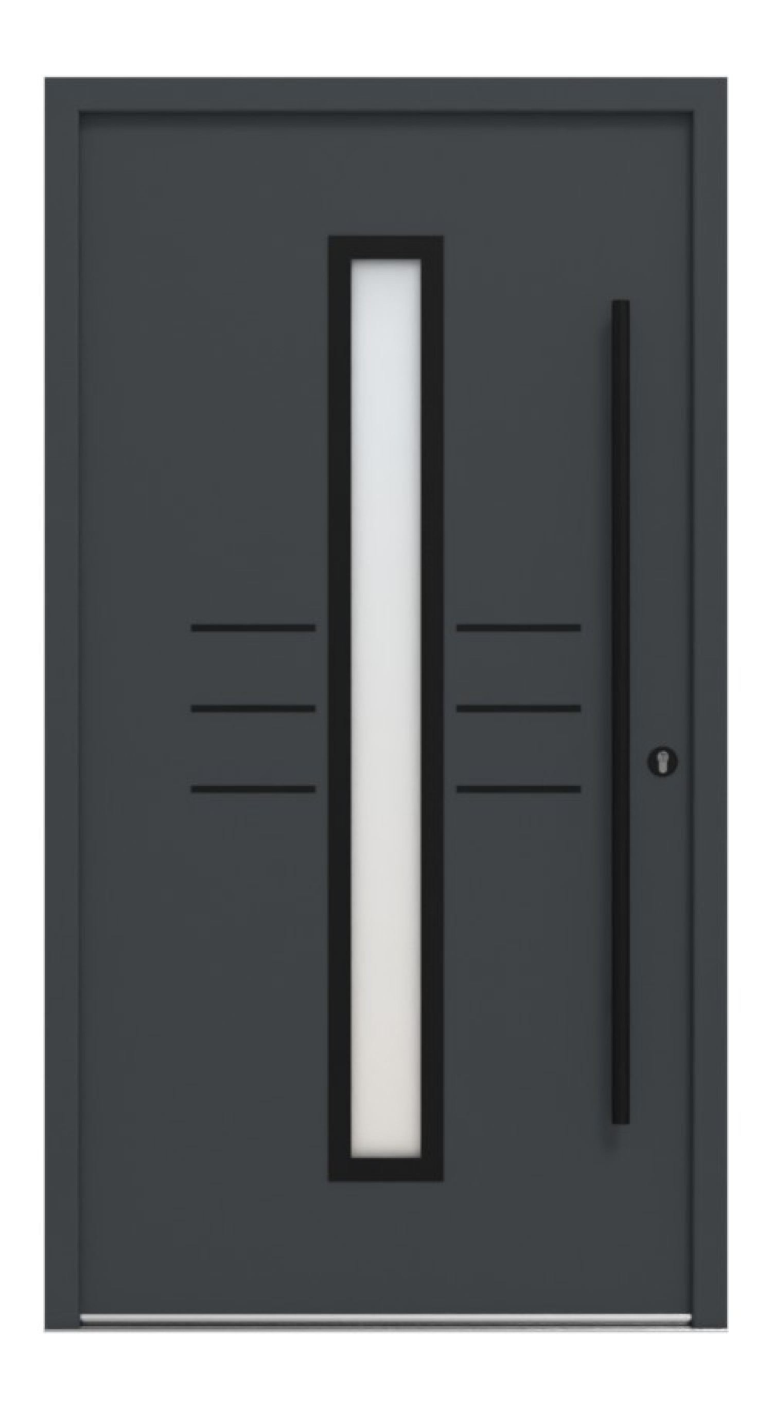 Interio Energiespar-Haustür Stahl-Alu Black Design Motiv B07 RAL 7016-RAL 7016 Frontansicht außen