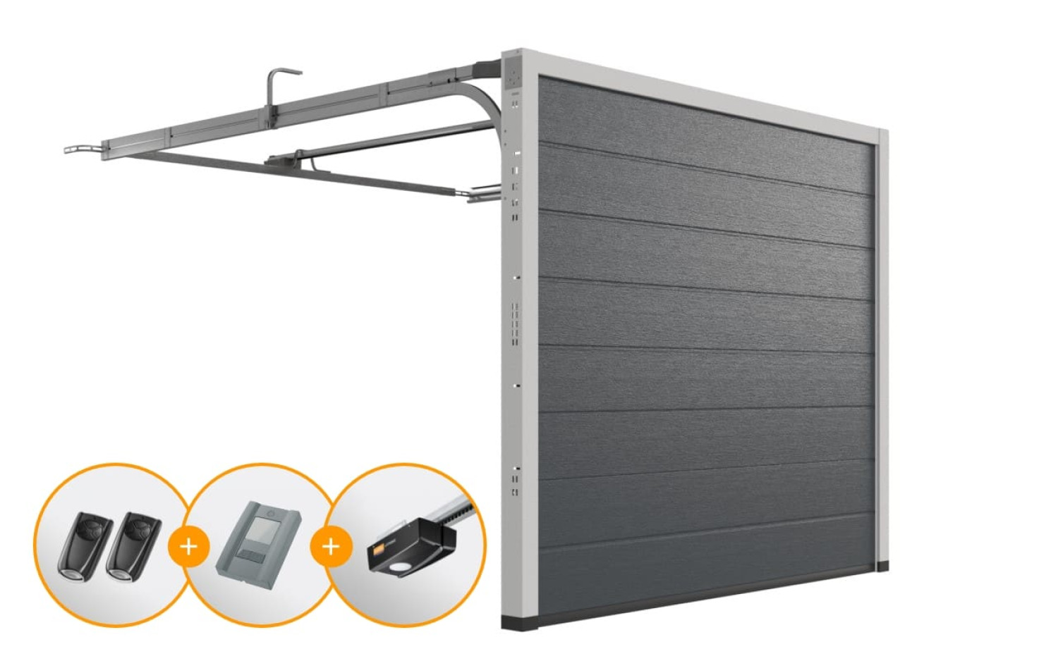 HÖRMANN Sektionaltor Aktion EcoStarMatic Woodgrain M-Sicke RAL 7016 1