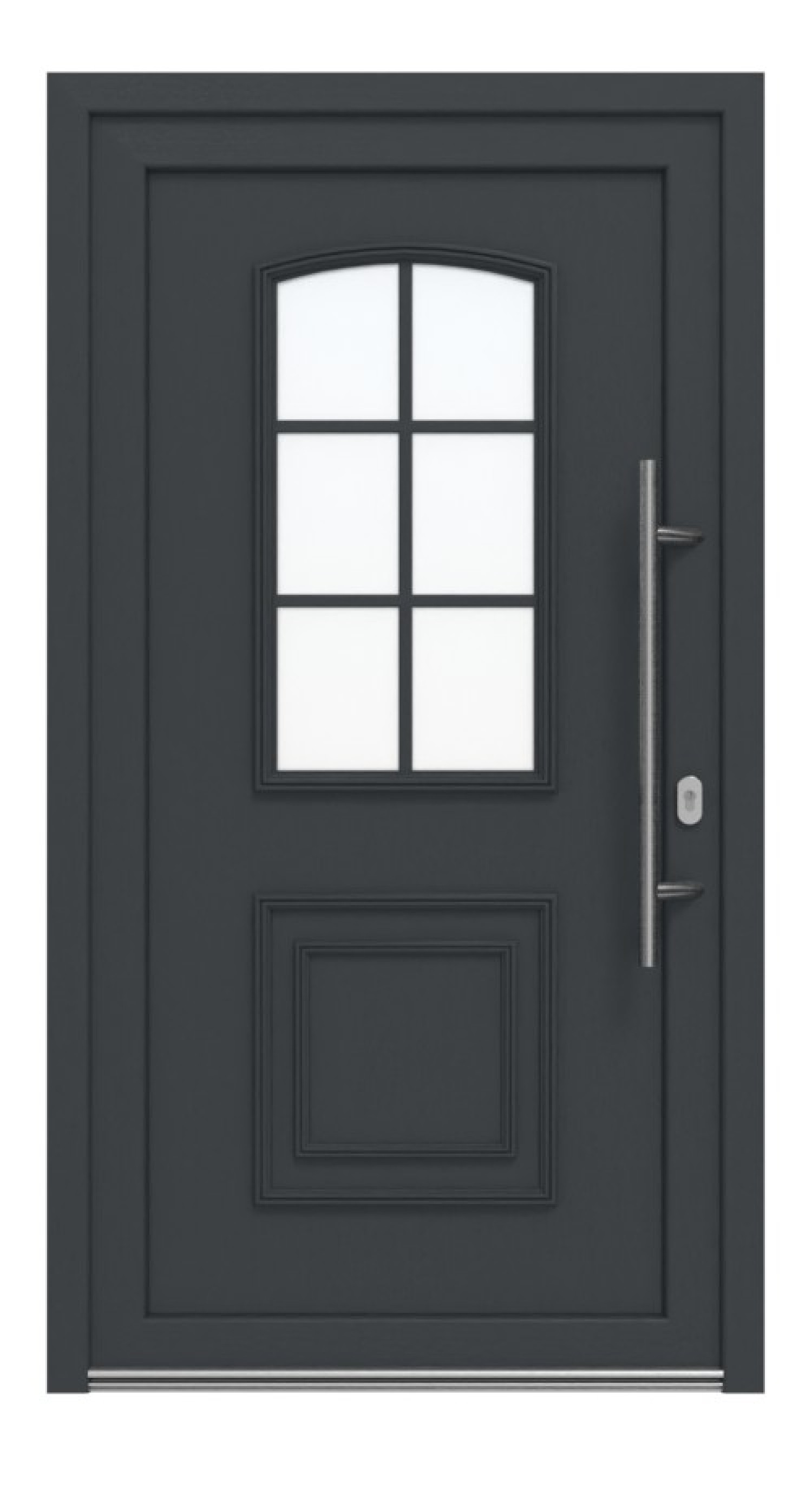 Haustür Kunststoff Premium Plus T002 RAL 7016-RAL 7016 Frontansicht außen