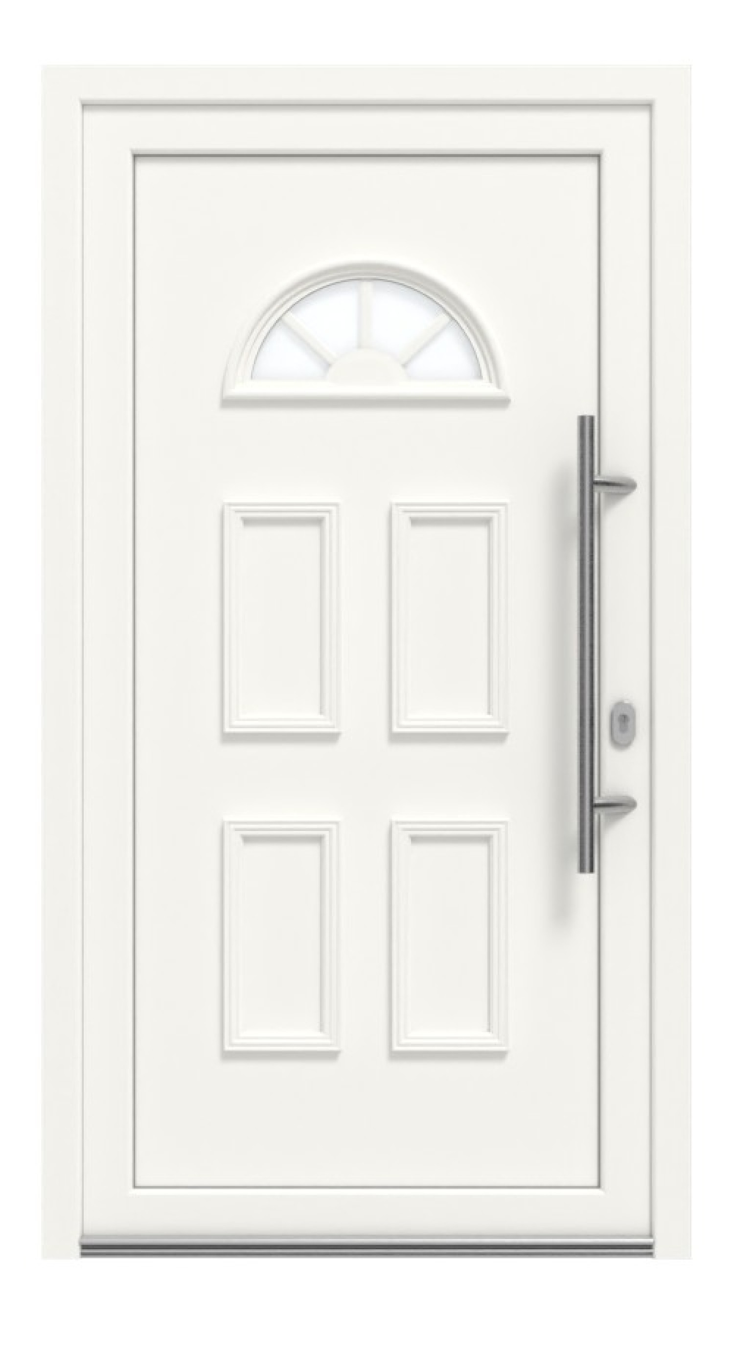 Haustür Kunststoff Premium Plus T004 RAL 9016-RAL 9016 Frontansicht außen