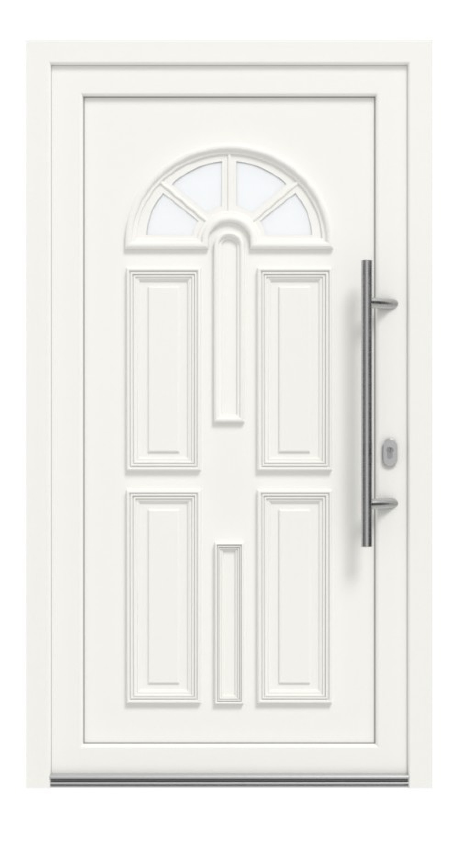 Haustür Kunststoff Premium Plus T015 RAL 9016-RAL 9016 Frontansicht außen