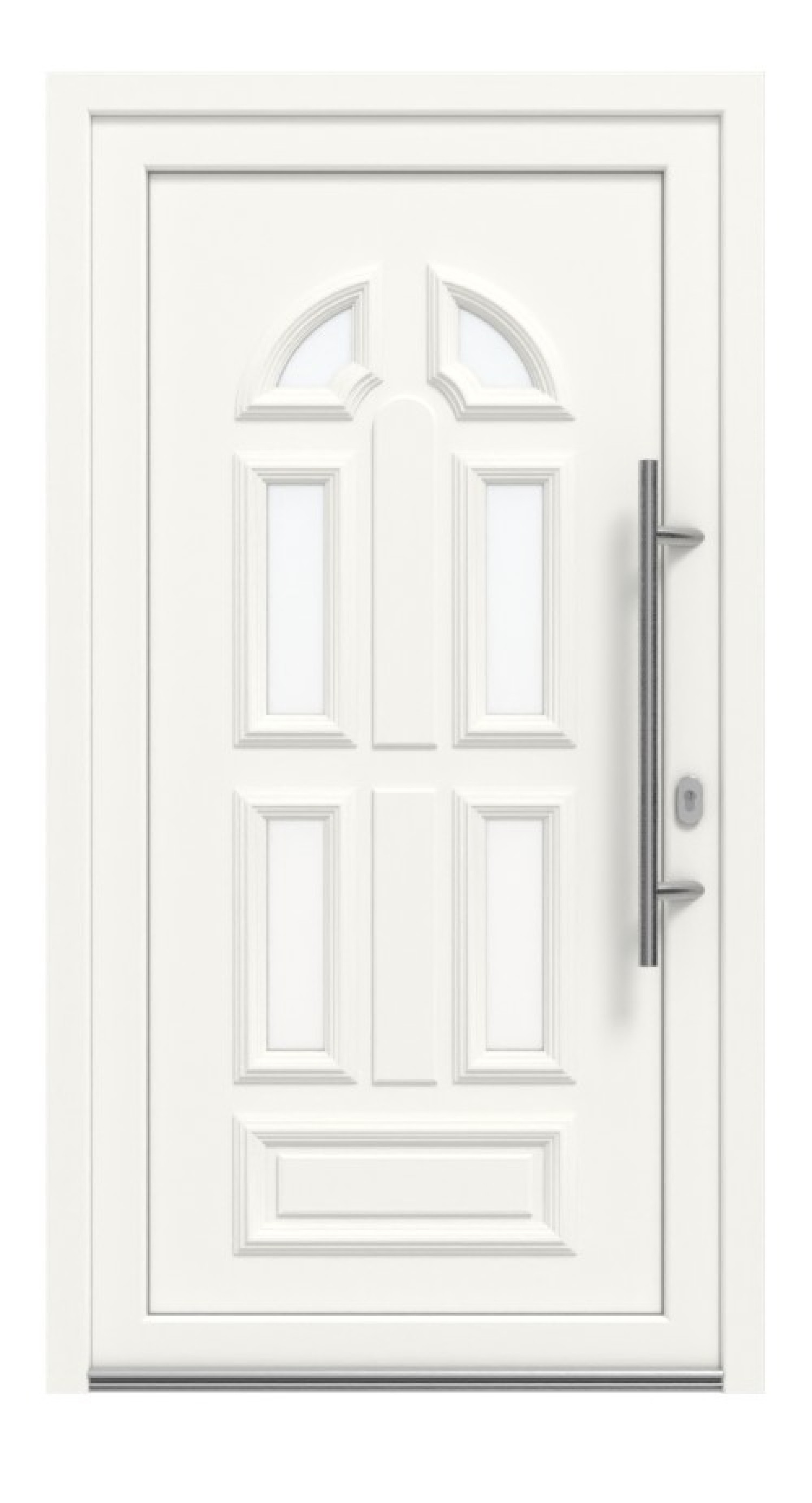 Haustür Kunststoff Premium Plus T023 RAL 9016-RAL 9016 Frontansicht außen