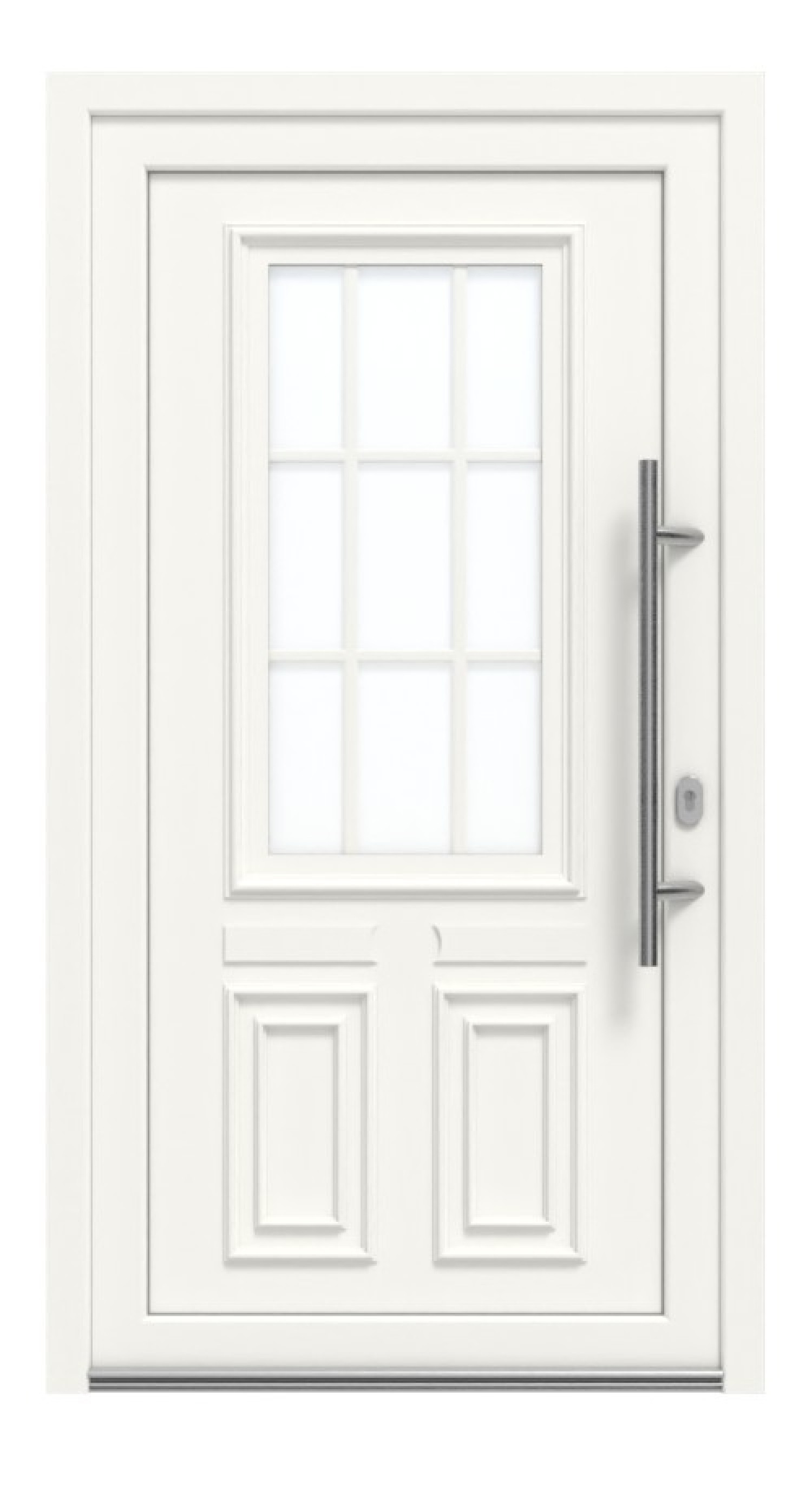 Haustür Kunststoff Premium Plus T036 RAL 9016-RAL 9016 Frontansicht außen