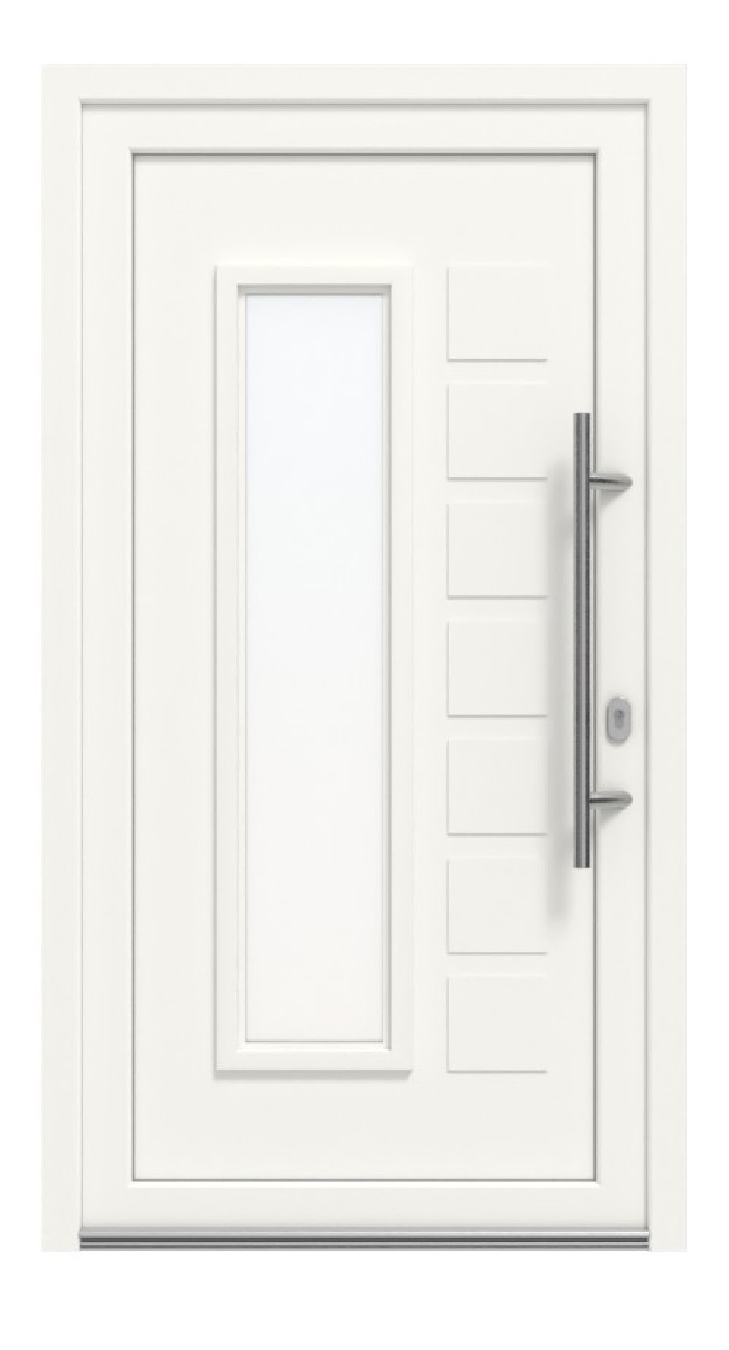 Haustür Kunststoff Premium Plus T042 RAL 9016-RAL 9016 Frontansicht außen