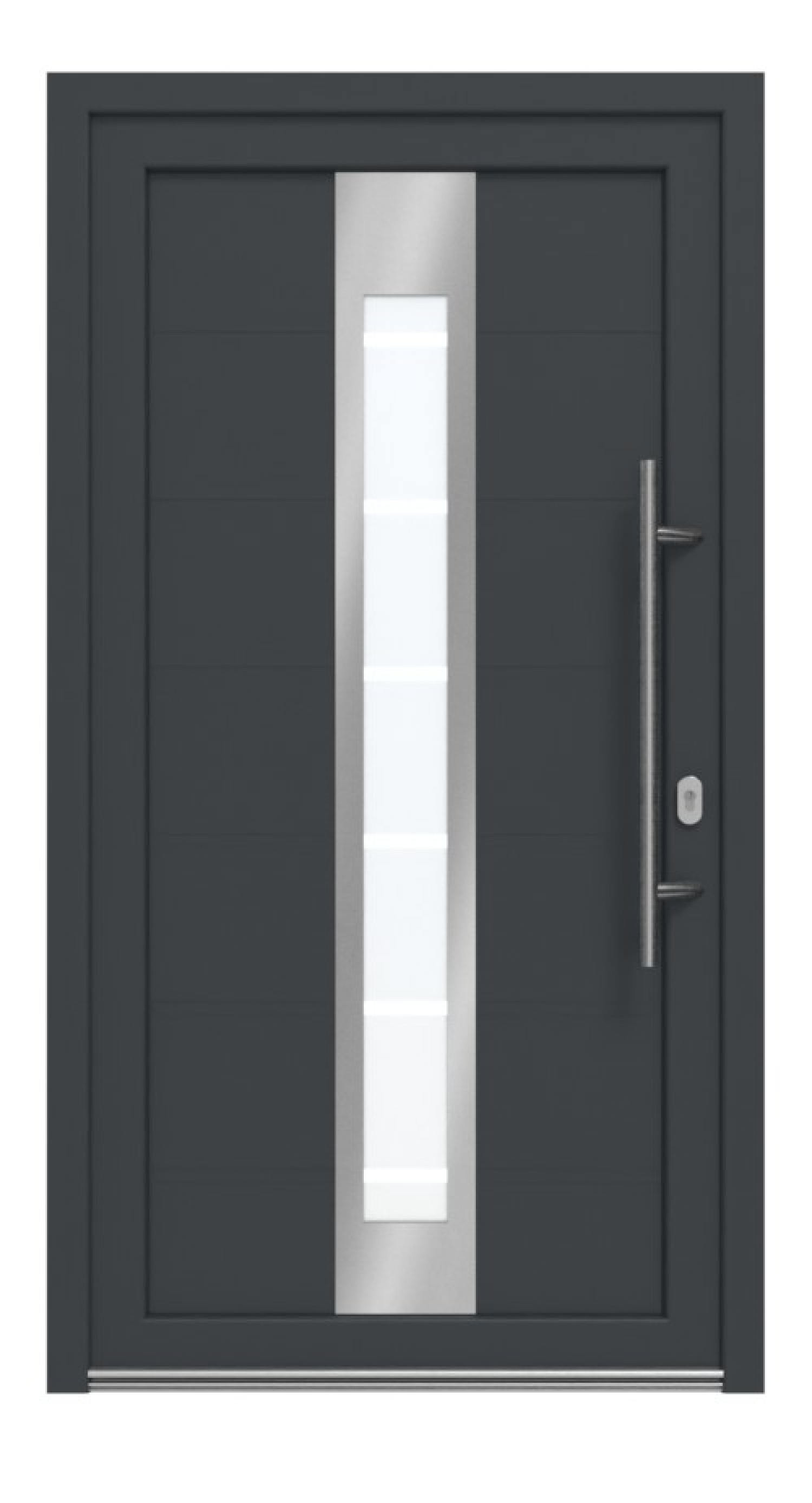 Haustür Kunststoff Premium Plus T048 Anthrazit Struktur-RAL 9016 Frontansicht außen