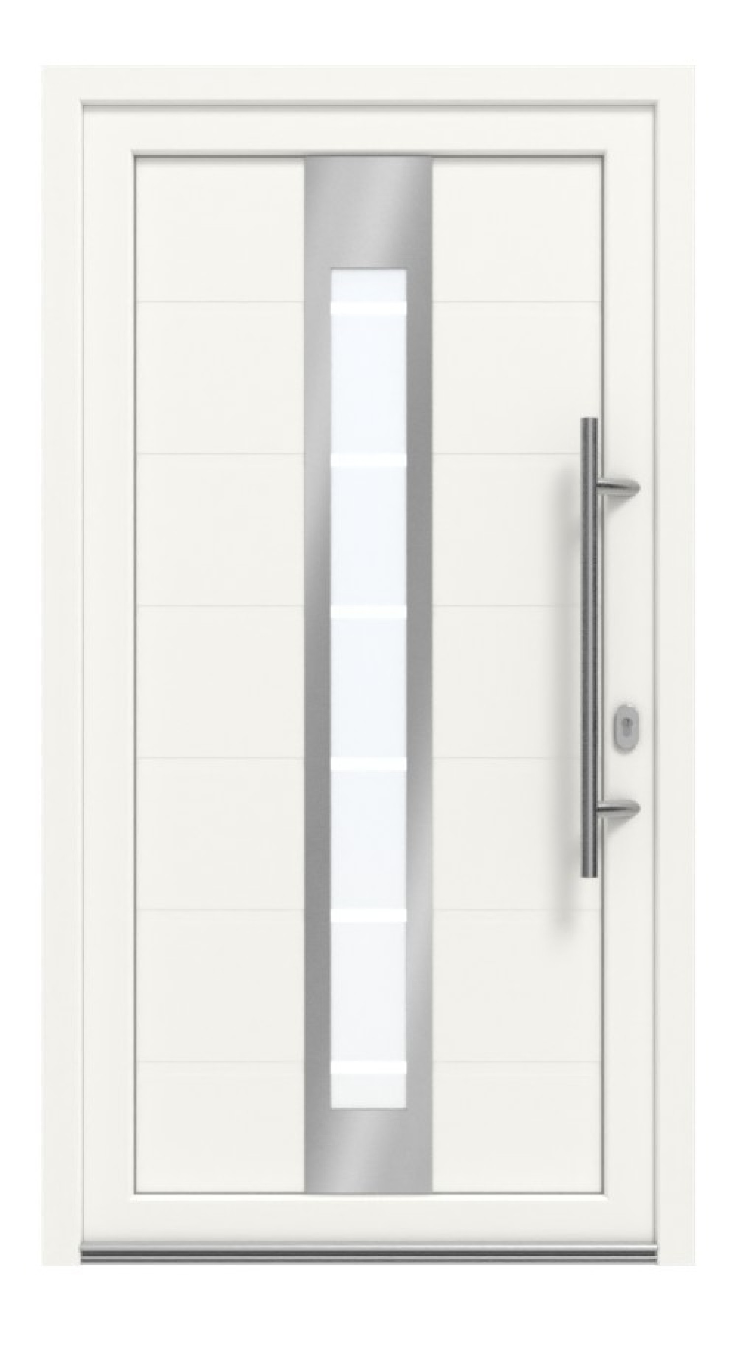 Haustür Kunststoff Premium Plus T048 RAL 9016-RAL 9016 Frontansicht außen