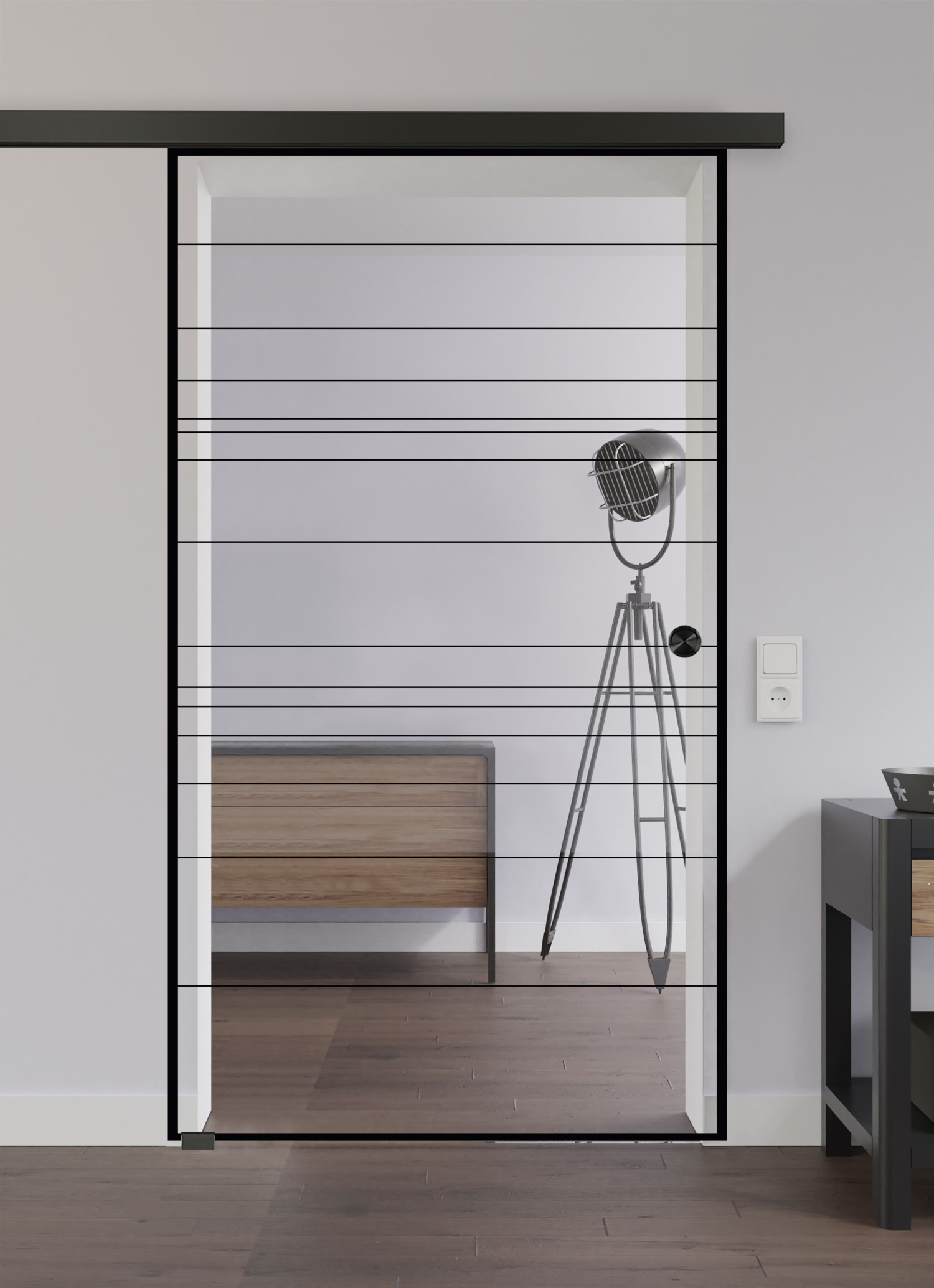 LIENBACHER GLAS Ganzglas Schiebetür Modell 625 Black Signature Klarglas