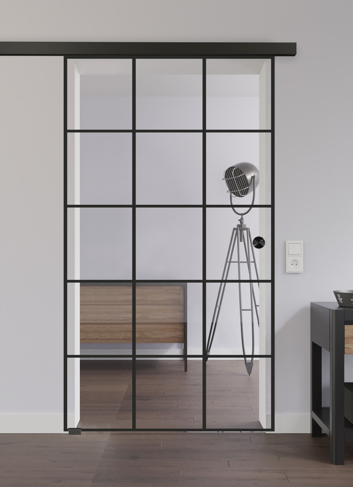 LIENBACHER GLAS Ganzglas Schiebetür Modell 633 Black Signature Klarglas