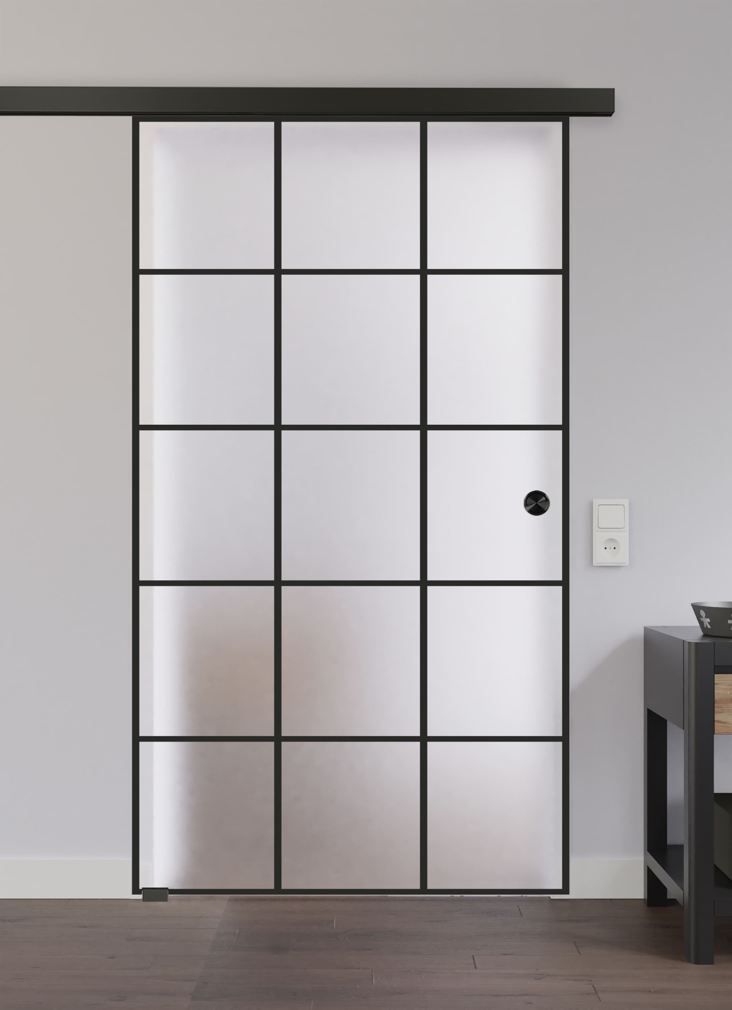 LIENBACHER GLAS Ganzglas Schiebetür Modell 633 Black Signature Satiniert
