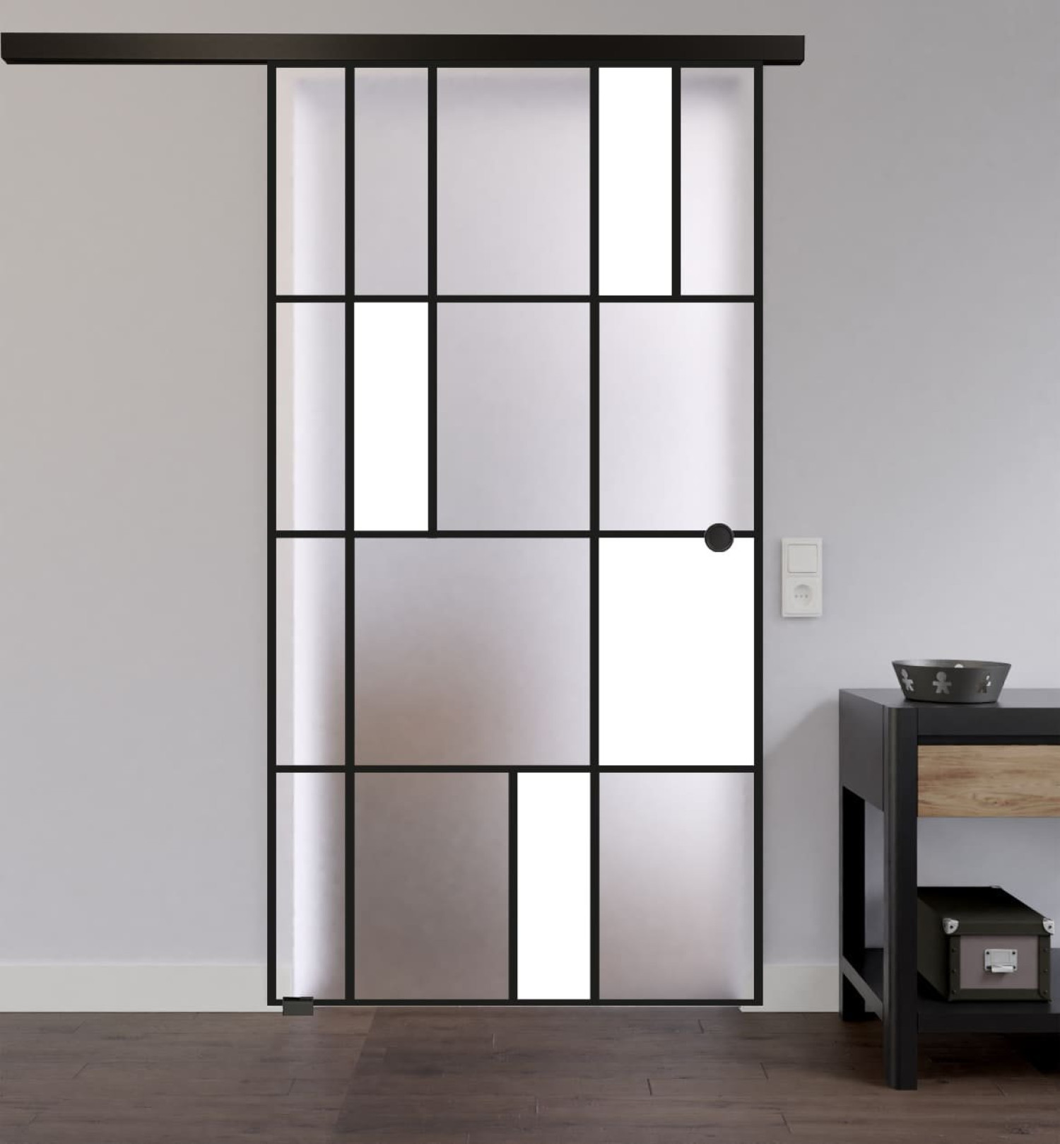 LIENBACHER GLAS Ganzglas Schiebetür Modell 640 Black Signature Satiniert