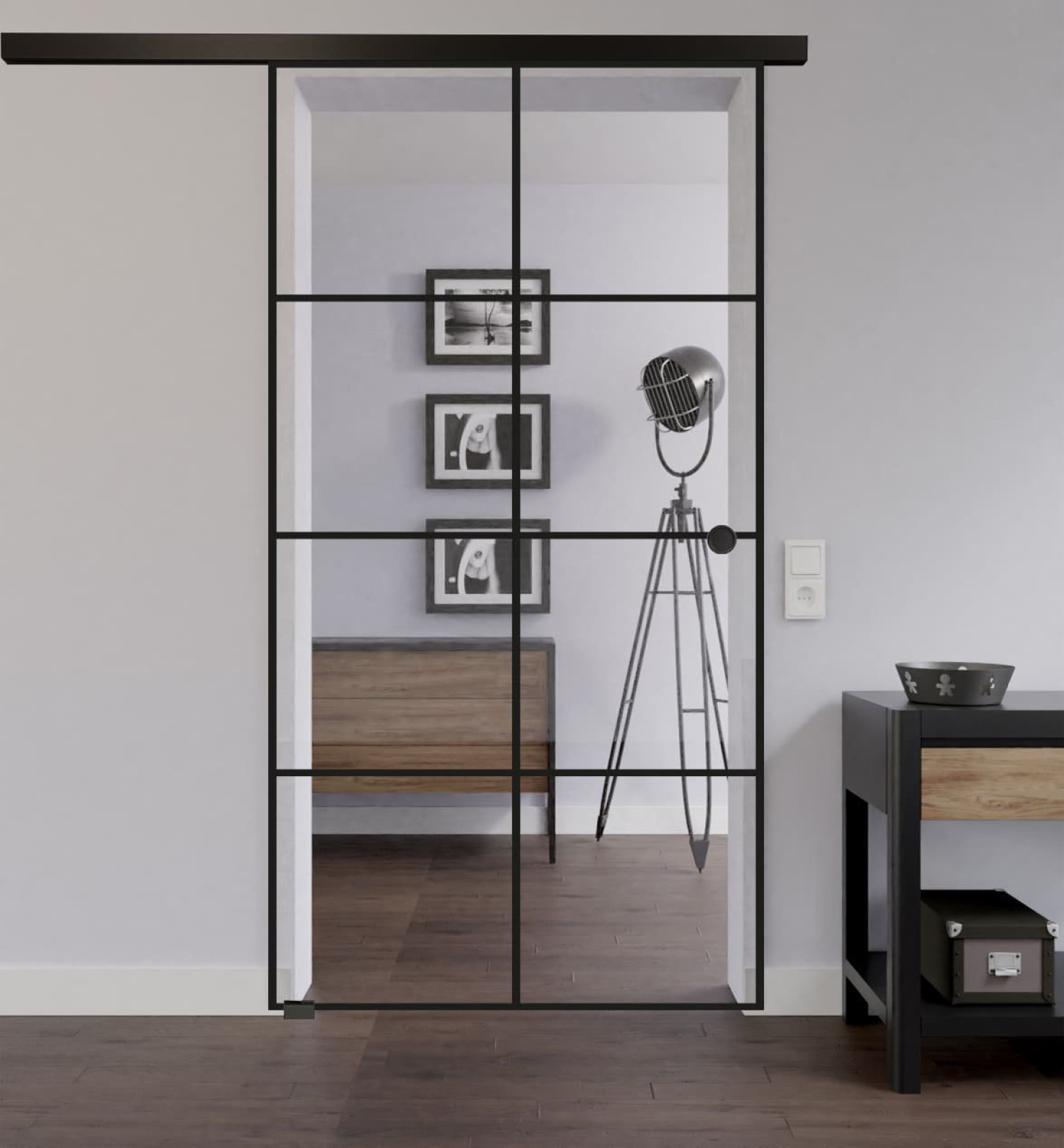 LIENBACHER GLAS Ganzglas Schiebetür Modell 644 Black Signature Klarglas