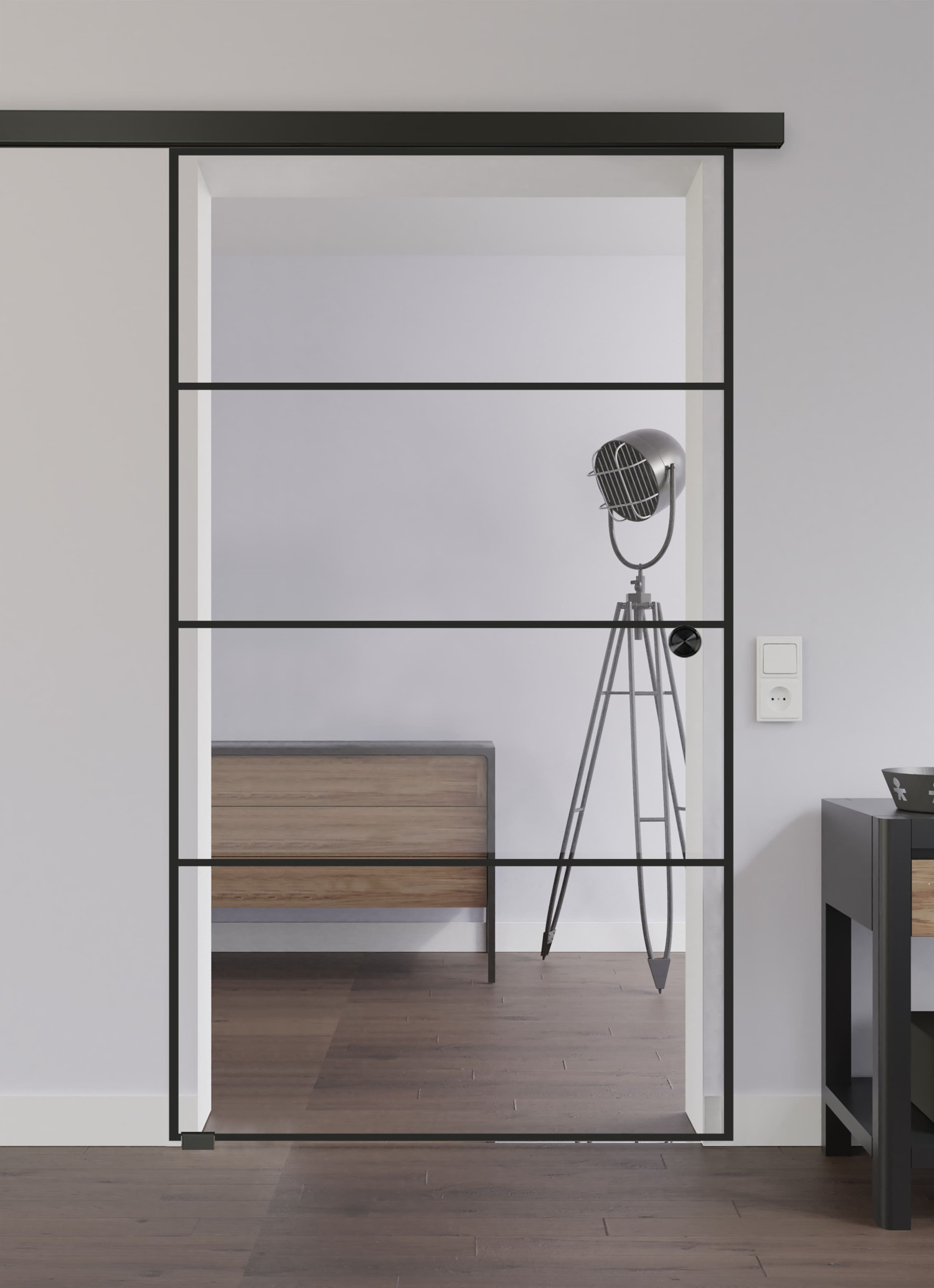 LIENBACHER GLAS Ganzglas Schiebetür Modell 647 Black Signature Klarglas