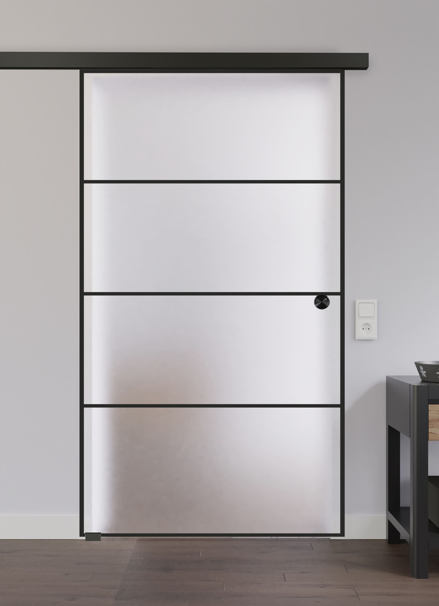 LIENBACHER GLAS Ganzglas Schiebetür Modell 647 Black Signature Satiniert